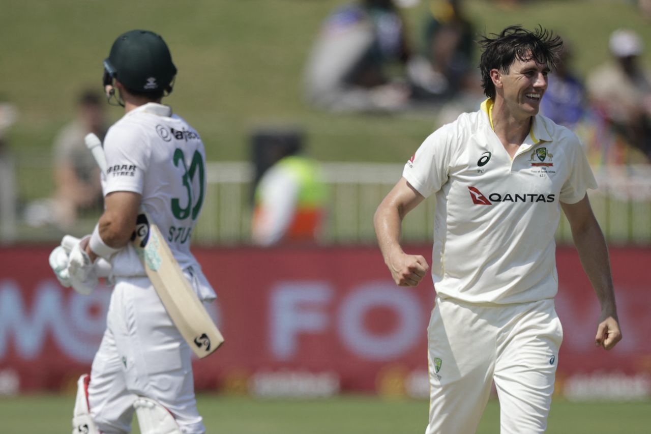 Pat Cummins bounced out Tristan Stubbs, South Africa vs Australia, 1st Test, Day 3, Durban, October 11, 2026