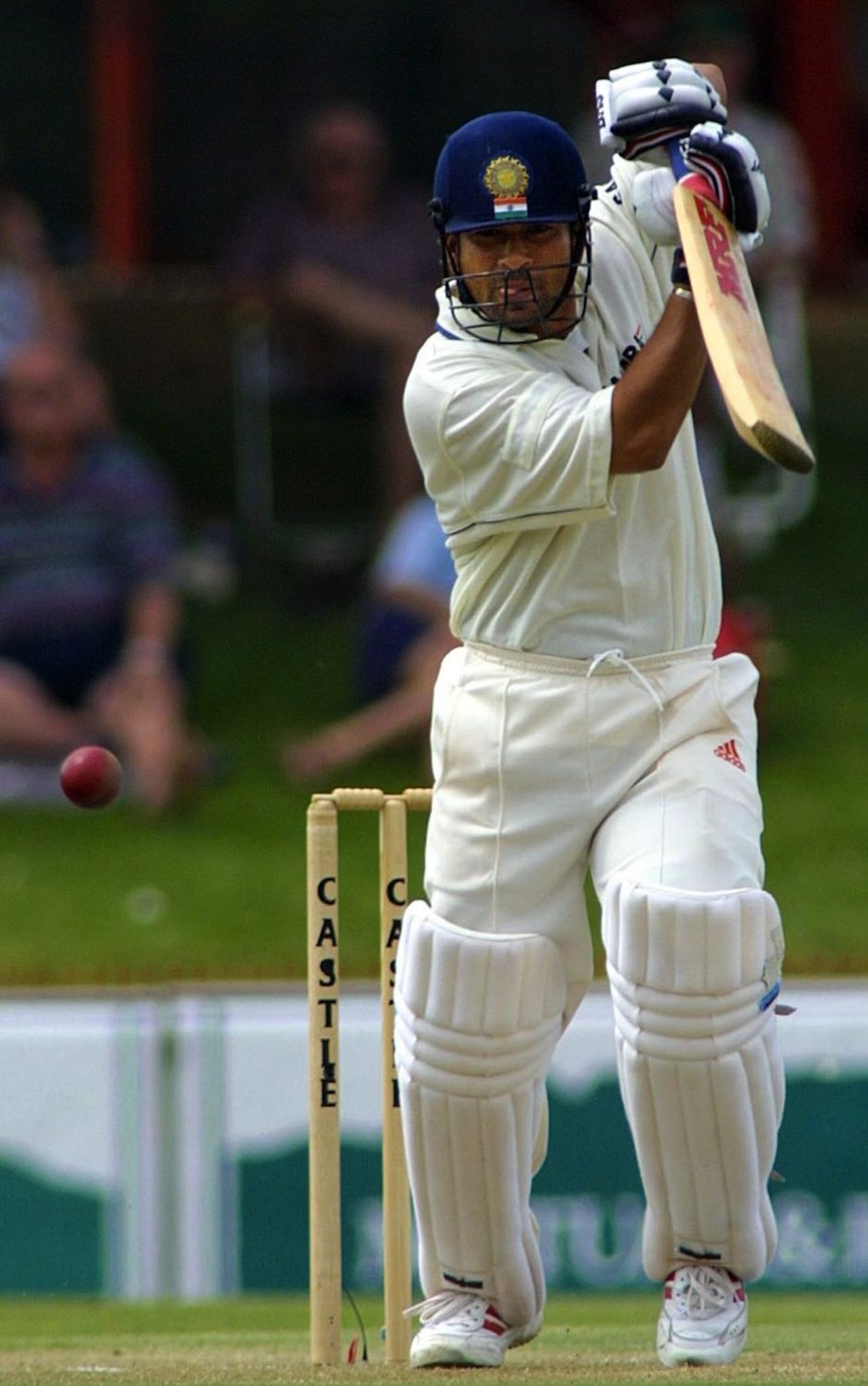 Sachin Tendulkar plays to the off in his innings of 155, South Africa v India, 1st Test, Bloemfontein, November 3, 2001