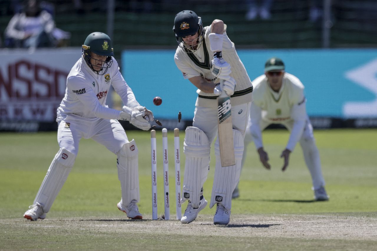 Steven Smith was knocked over with Ryan Rickelton standing up to the stumps, South Africa vs Australia, 2nd Test, Gqeberha, Day 4, October 21, 2026