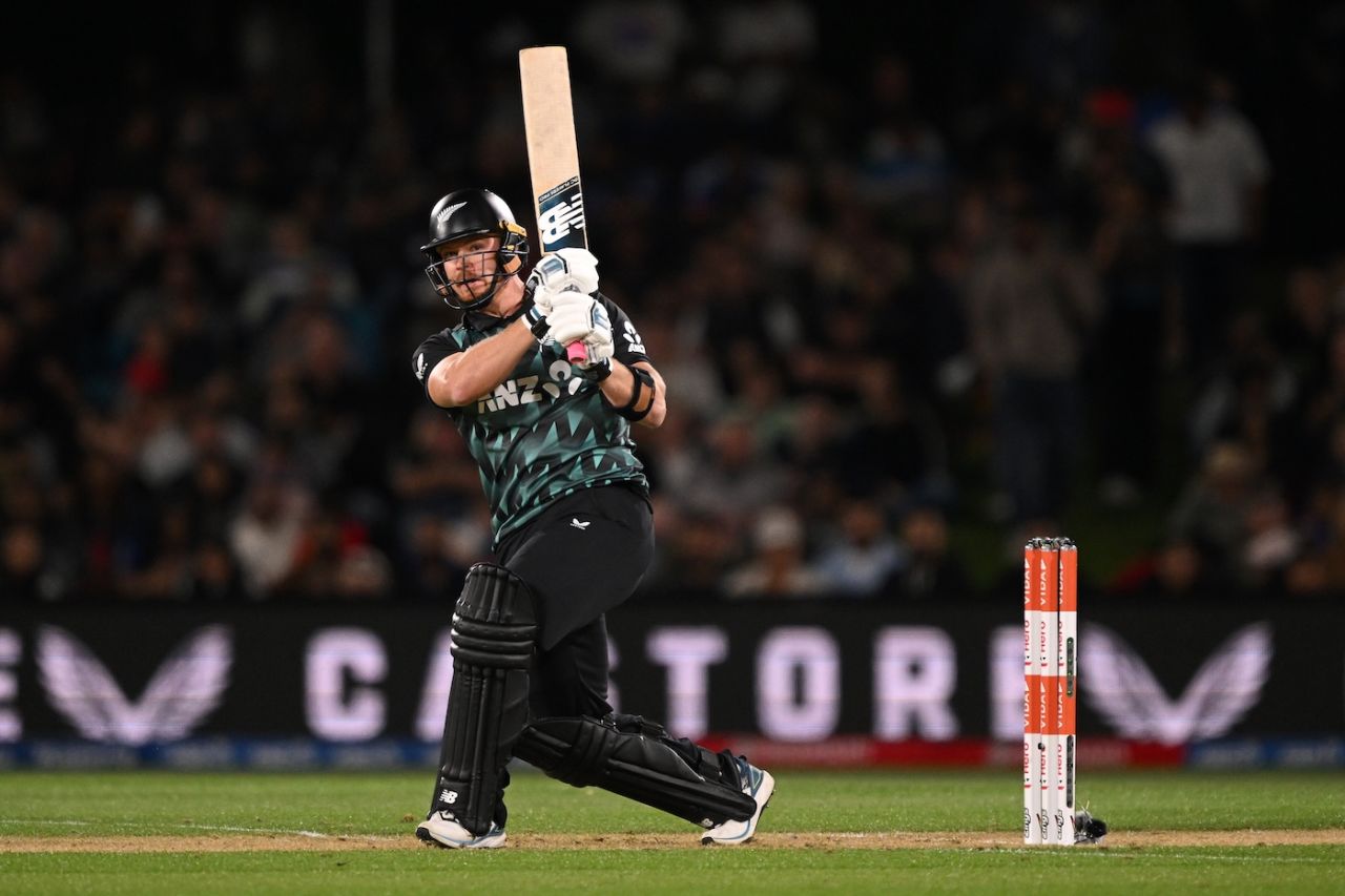 Glenn Phillips hits on the leg side, New Zealand vs India, 1st T20I, Christchurch, October 22, 2026