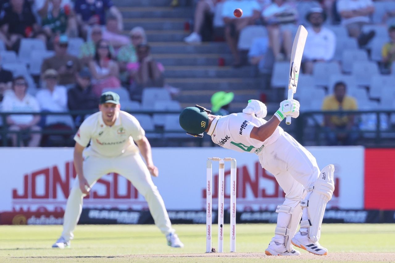 A Mitchell Starc snorter sent back Marques Ackerman, South Africa vs Australia, 3rd Test, Cape Town, 3rd Day, October 29, 2026