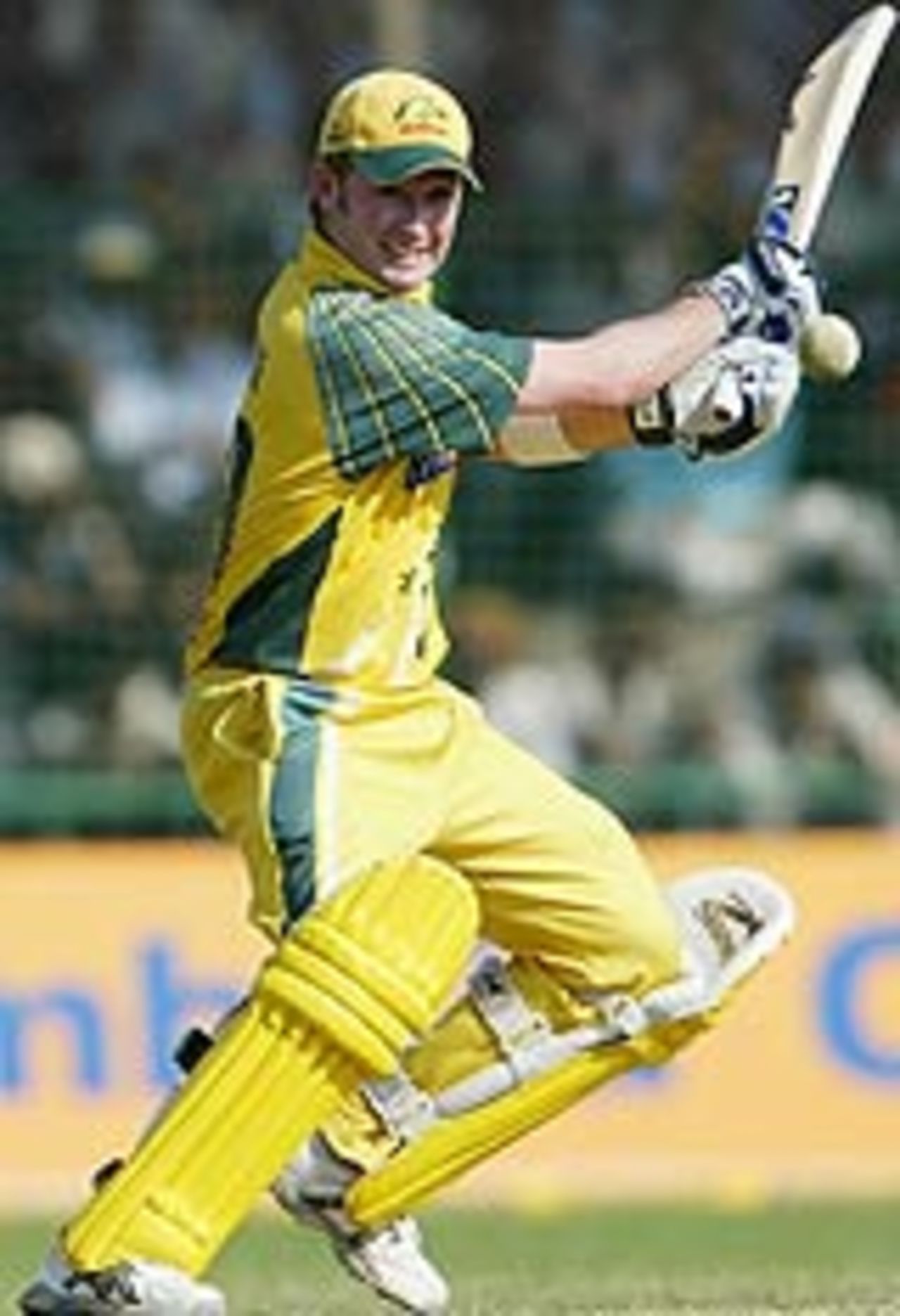 Michael Clarke plays a classy cut on his way to 70, Australia v New Zealand, 5th ODI, TVS Cup, Pune, November 3rd, 2003