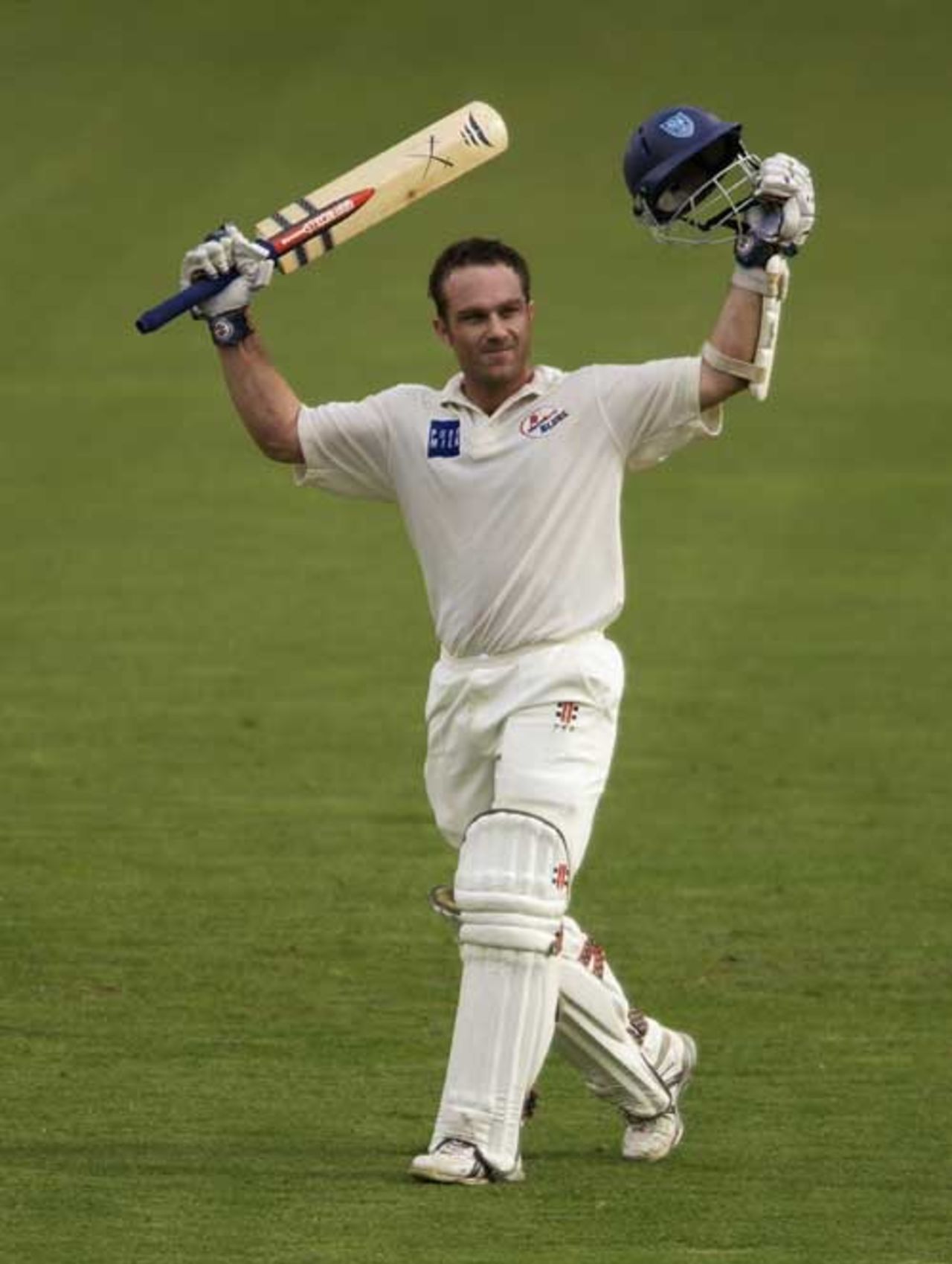 Michael Slater acknowledging his century in Pura Cup final