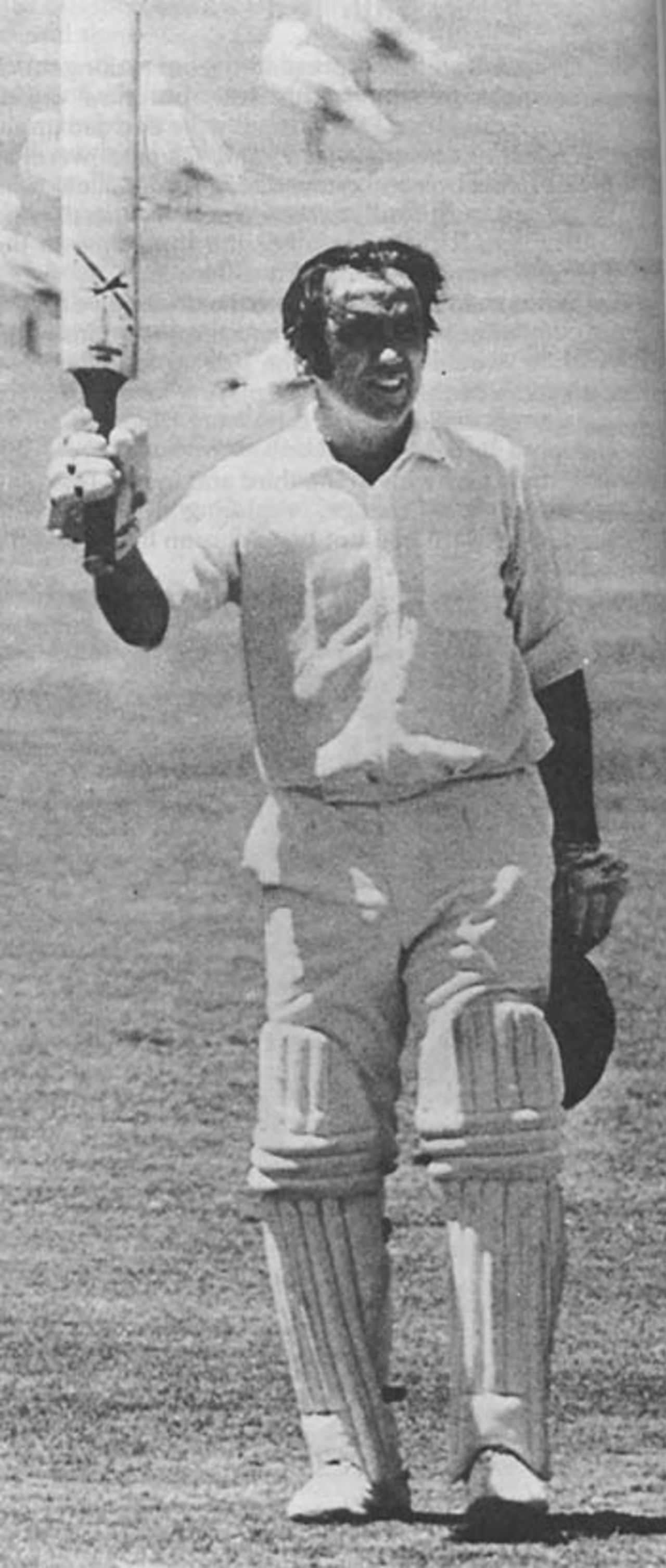 Bobby Simpson reaches his hundred, his second of the series, Australia v India, 1977-78