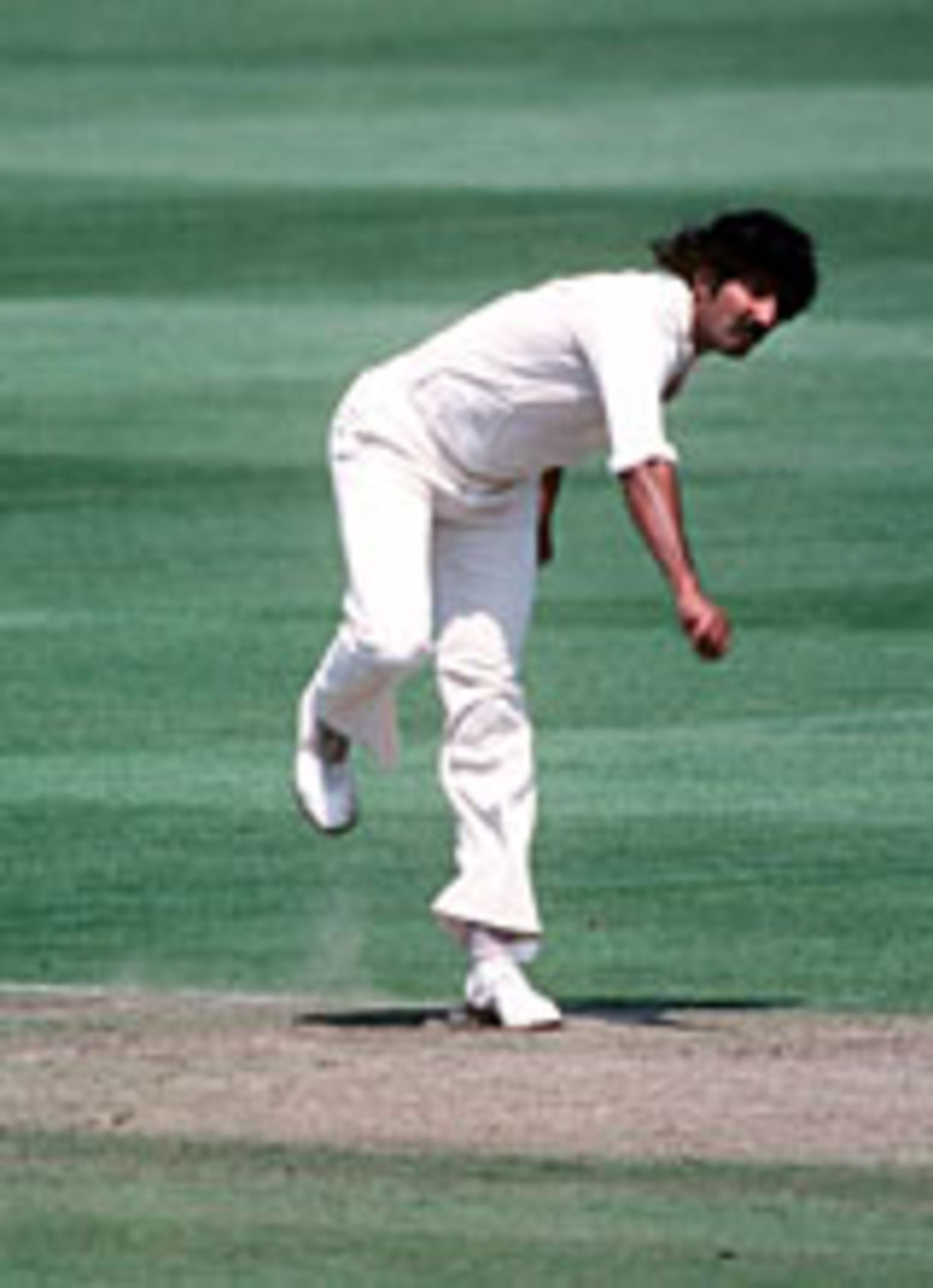Sarfraz Nawaz bowling for Pakistan against West Indies, World Cup semi-final, The Oval, June 1 1979