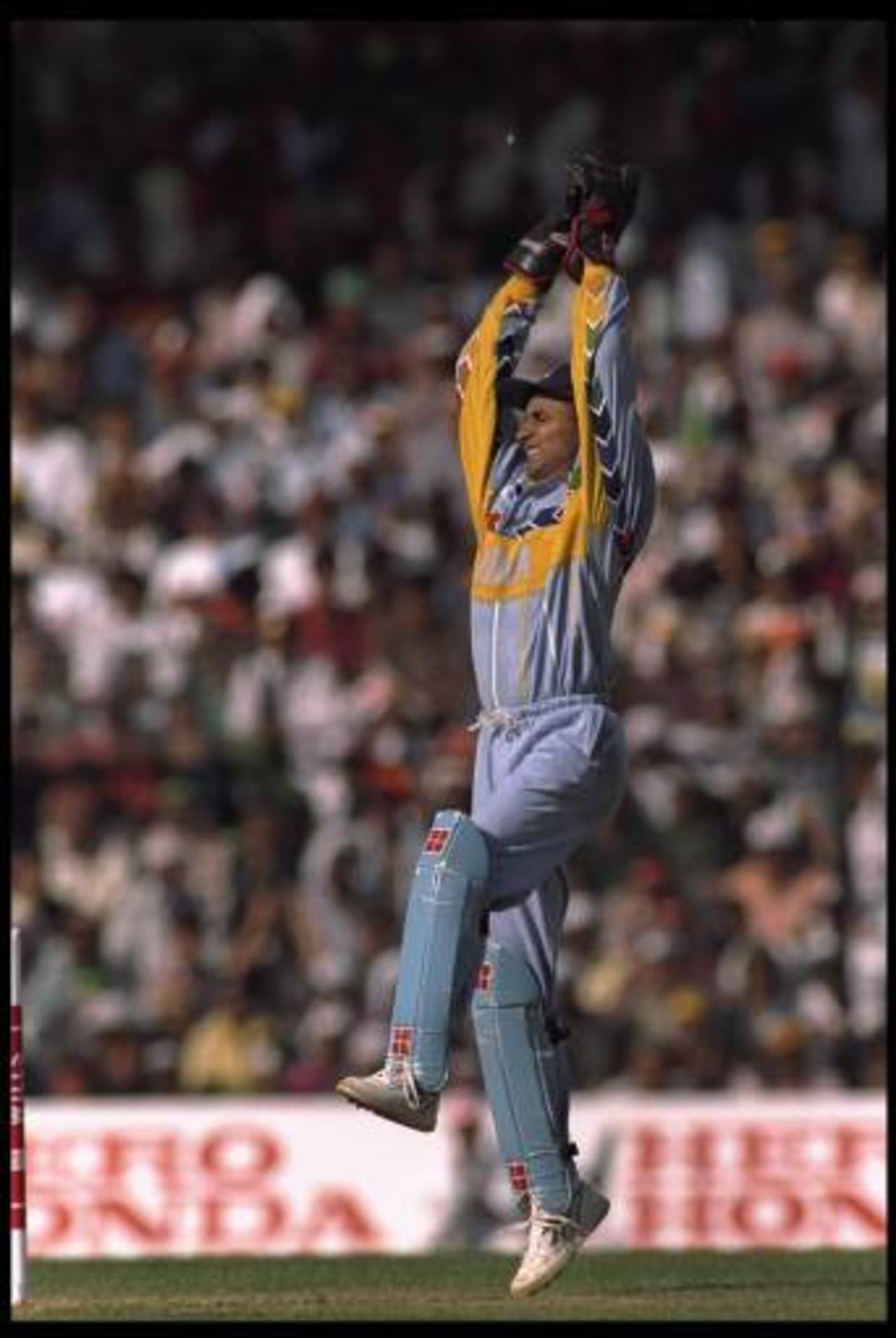 Nayan Mongia during the 1996 World Cup match against Australia, in Bombay.