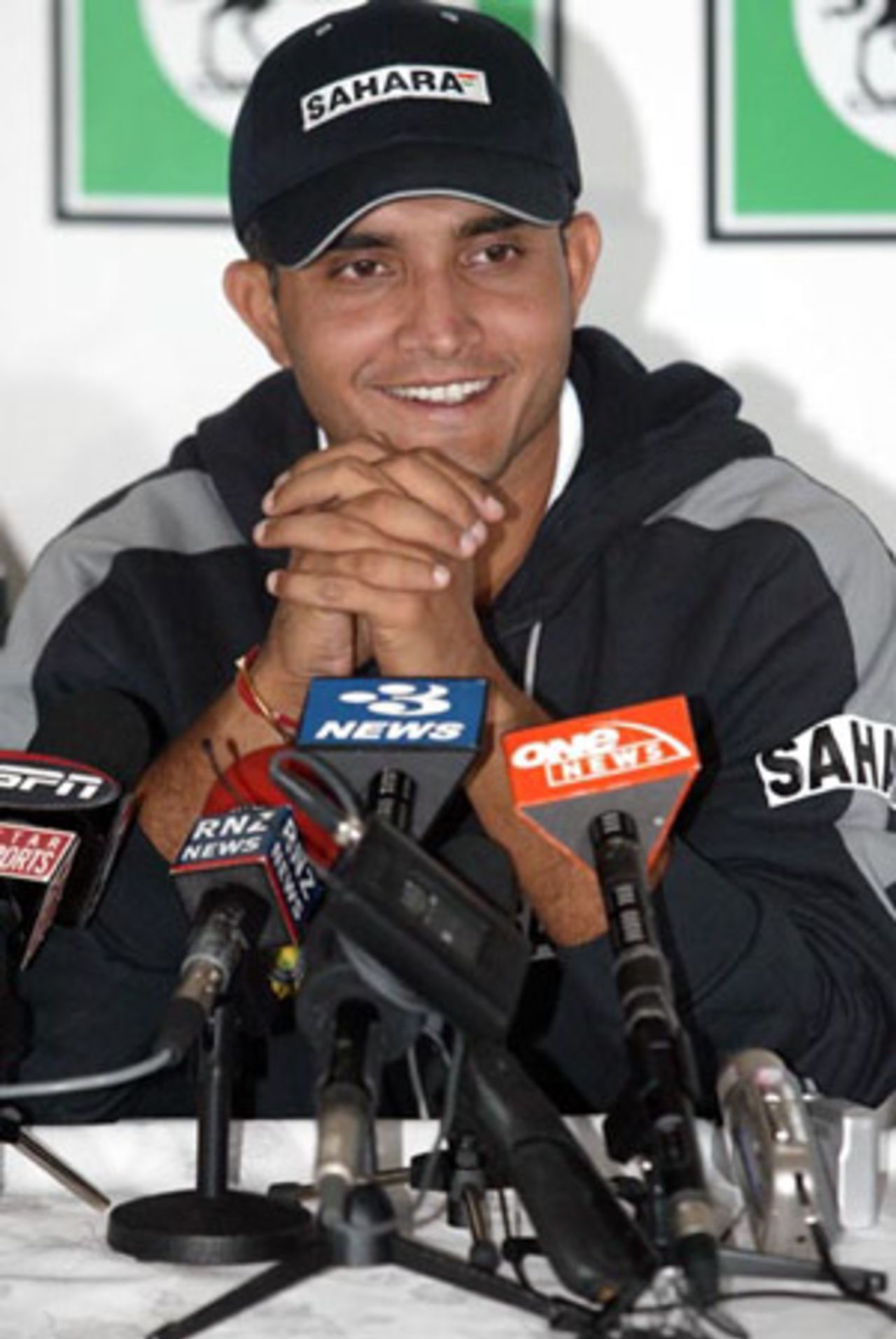 Indian captain Sourav Ganguly smiles during the pre-match press conference at the Basin Reserve, Wellington. 11 December 2002.