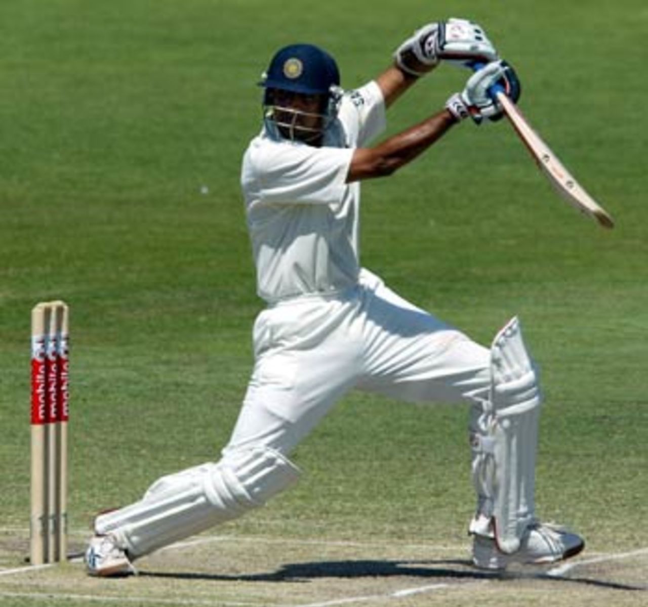 Dravid crashed the first ball of the fourth day for four, and reached 200, Australia v India, 2nd Test, Adelaide, 4th day, December 15, 2003