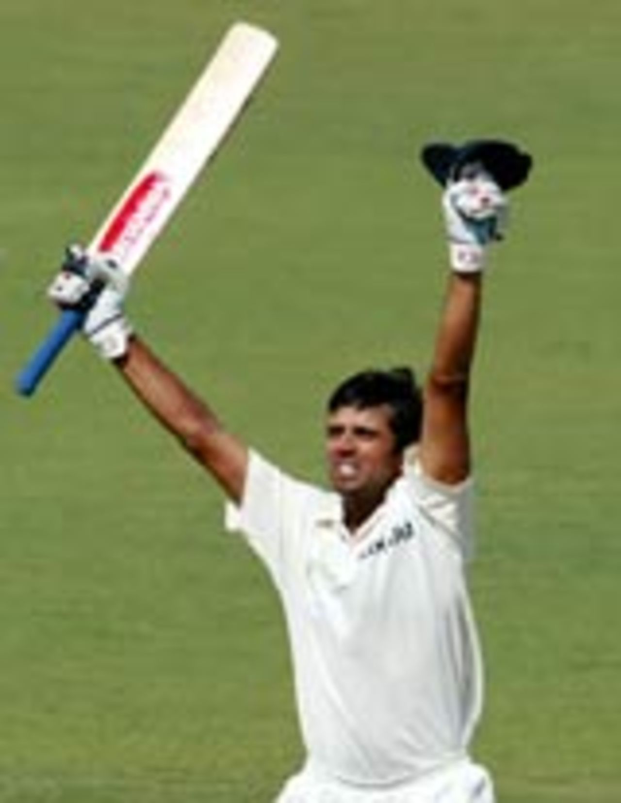 Dravid celebrates a famous win, Australia v India, 2nd Test, Adelaide, 5th day, December 16, 2003