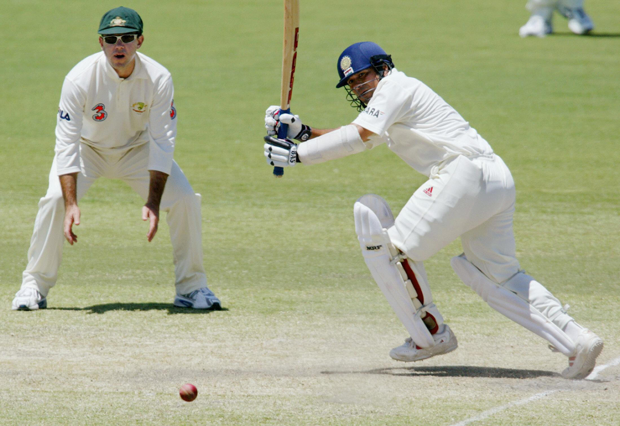 Sachin Tendulkar got the scoreboard ticking over with crisp strokes, Australia v India, 2nd Test, Adelaide, 5th day, December 16, 2003