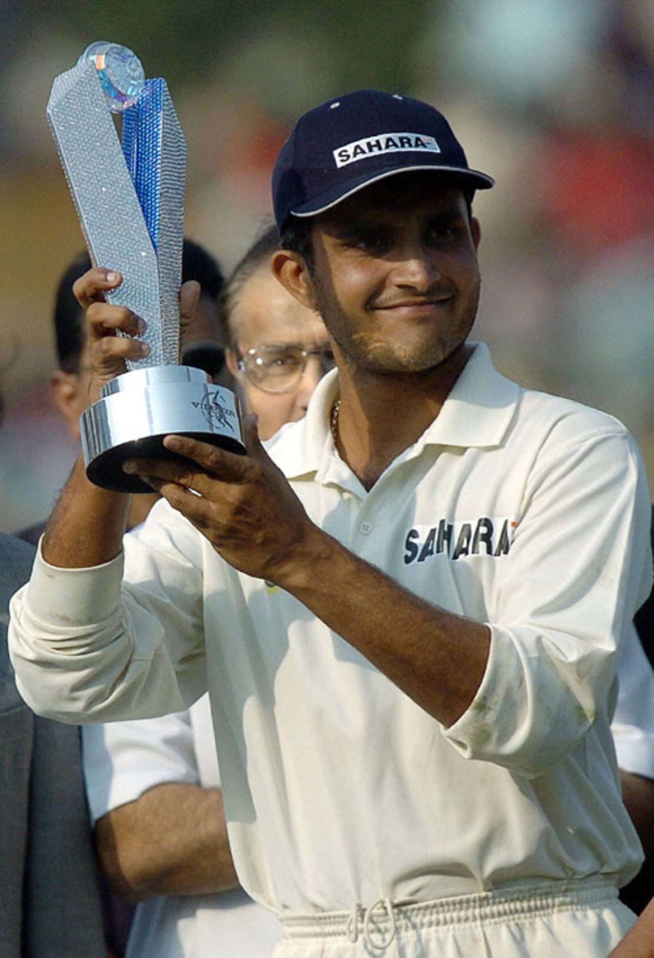 Sourav Ganguly with the trophy after winning the series against South Africa, India v South Africa, fifth day, second Test, Kolkata, December 2 2004