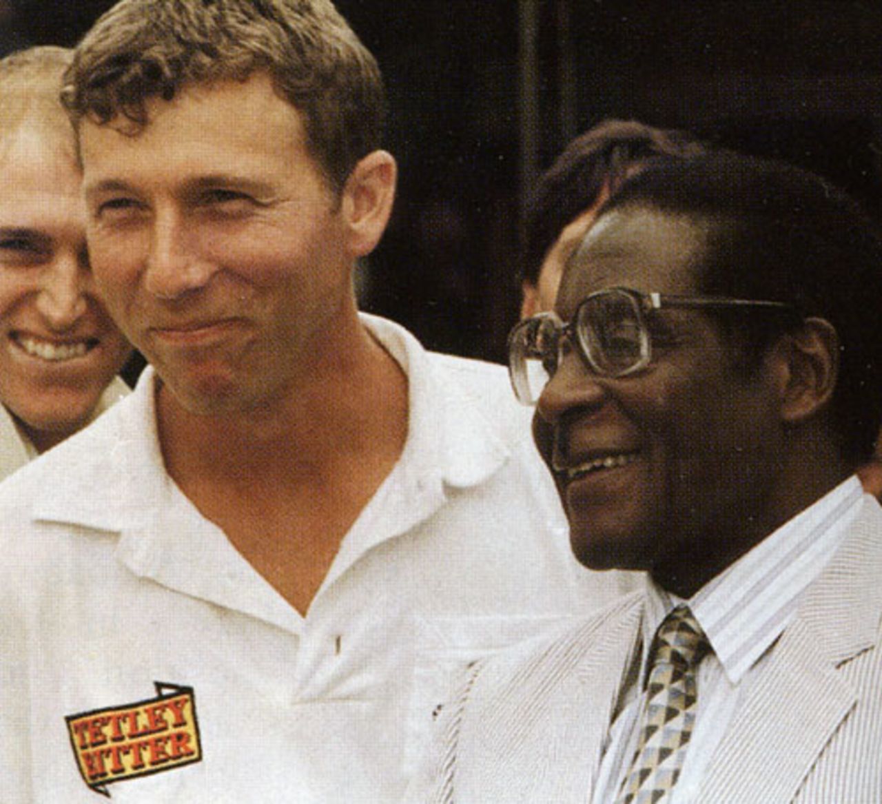 One for the family album: Mike Atherton with a grinning Robert Mugabe, Zimbabwe v England, 2nd Test, Harare, December 28, 1996
