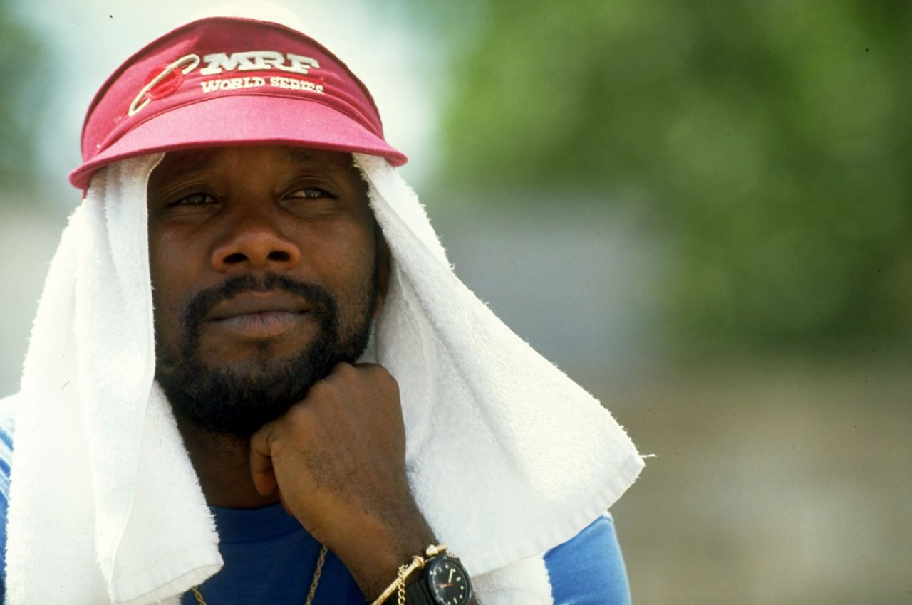 Malcolm Marshall close-up, West Indies v Australia, first Test, fifth day, Kingston, March 6, 1991