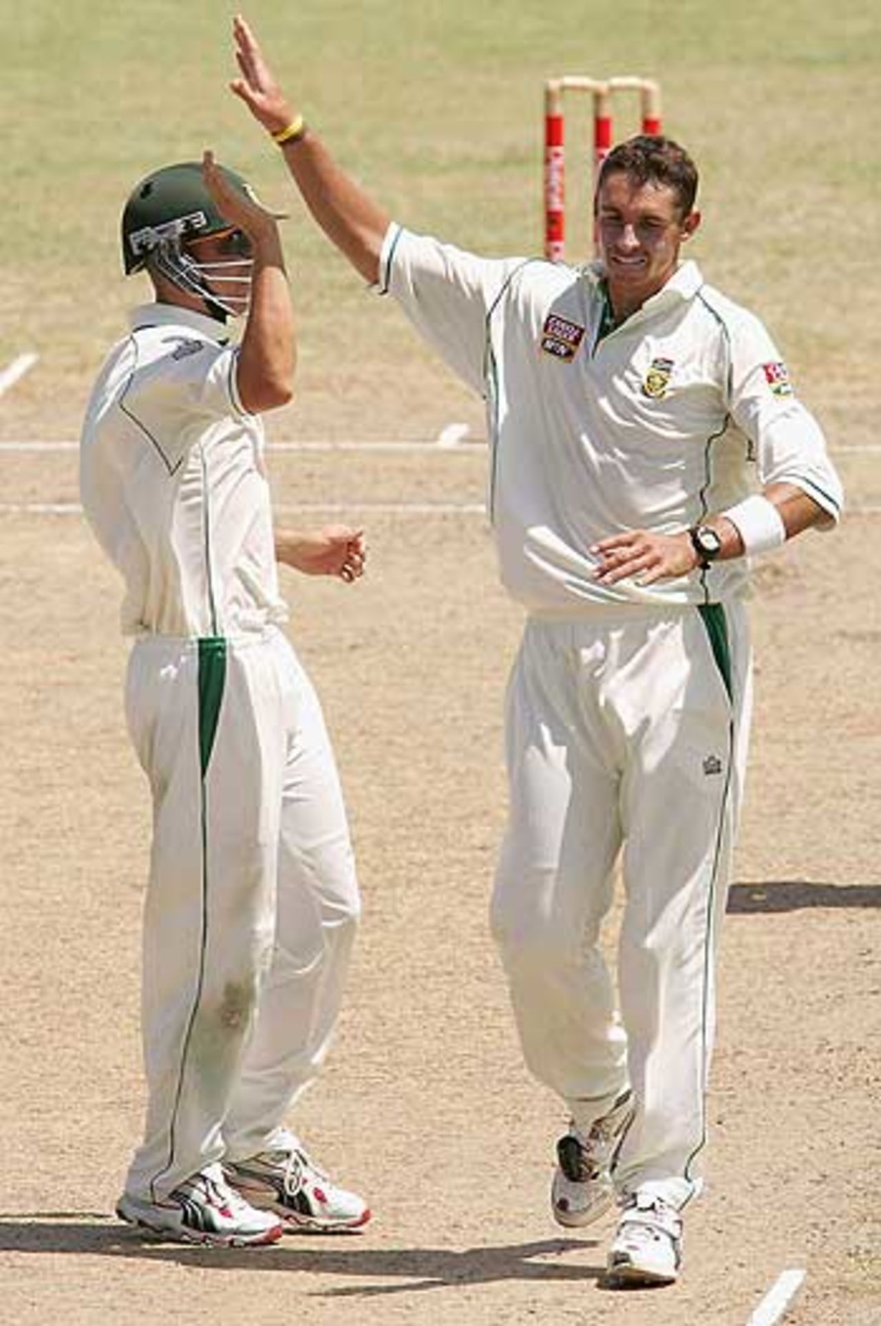 Andre Nel wraps up the West Indian innings, as South Africa take command of the third Test in Barbados, April 22, 2005