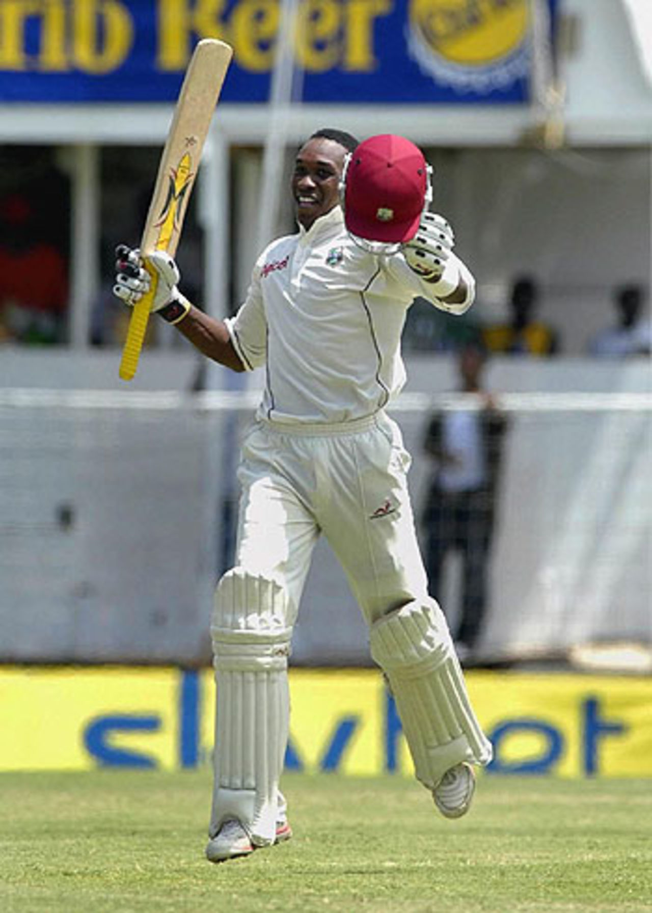 Dwayne Bravo reaches his maiden Test century on the final day in Antigua, West Indies v South Africa, 4th Test, Antigua, May 2
