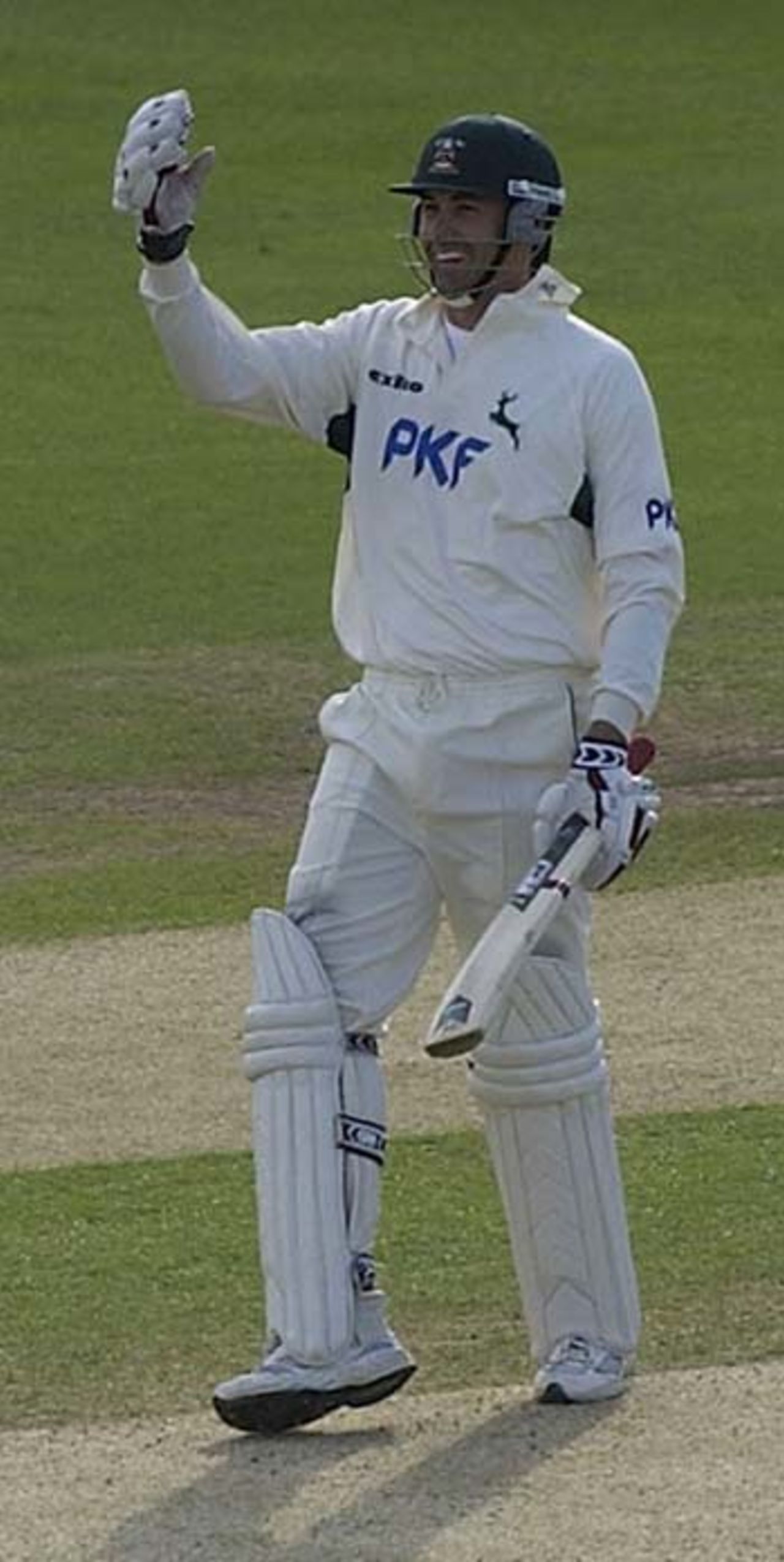 Stephen Fleming celebrates bringing up his double hundred - he went on to make 238, Surrey v Nottinghamshire, The Oval, May 7, 2005