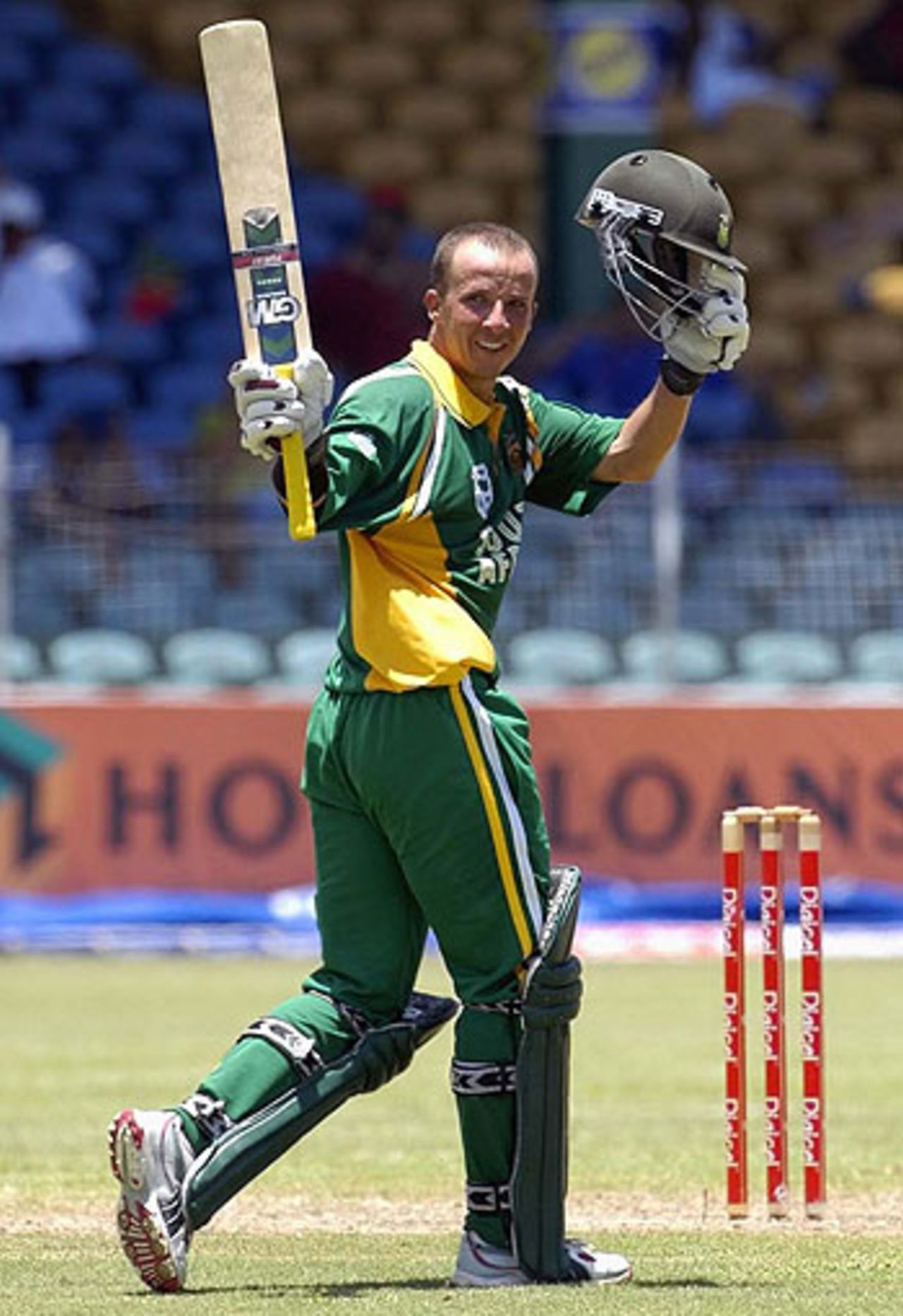 Boeta Dippenaar celebrates his second one-day century, West Indies v South Africa, 3rd ODI, Barbados, May 11, 2005