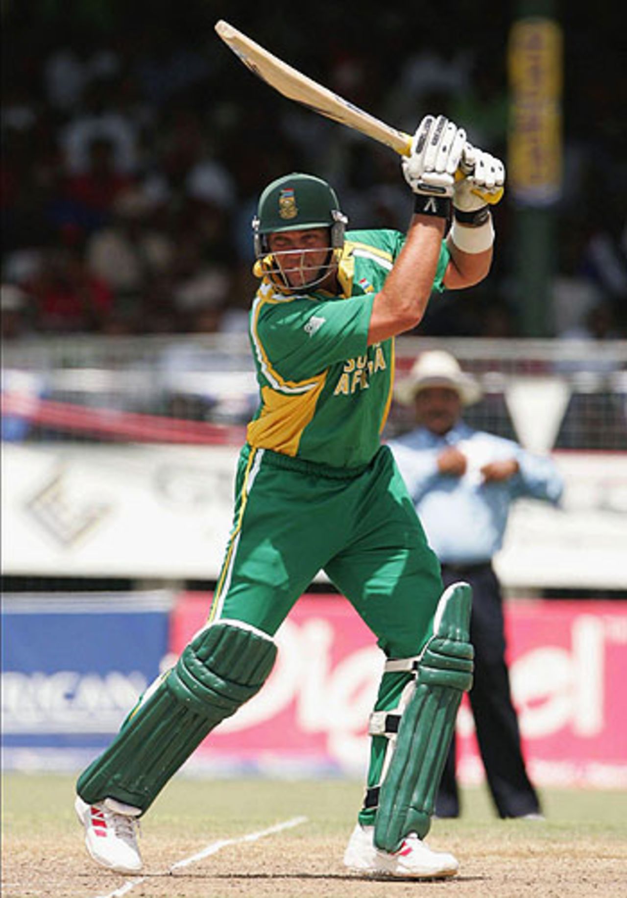 Jacques Kallis drives through the covers, West Indies v South Africa, 3rd ODI, Barbados, May 11, 2005