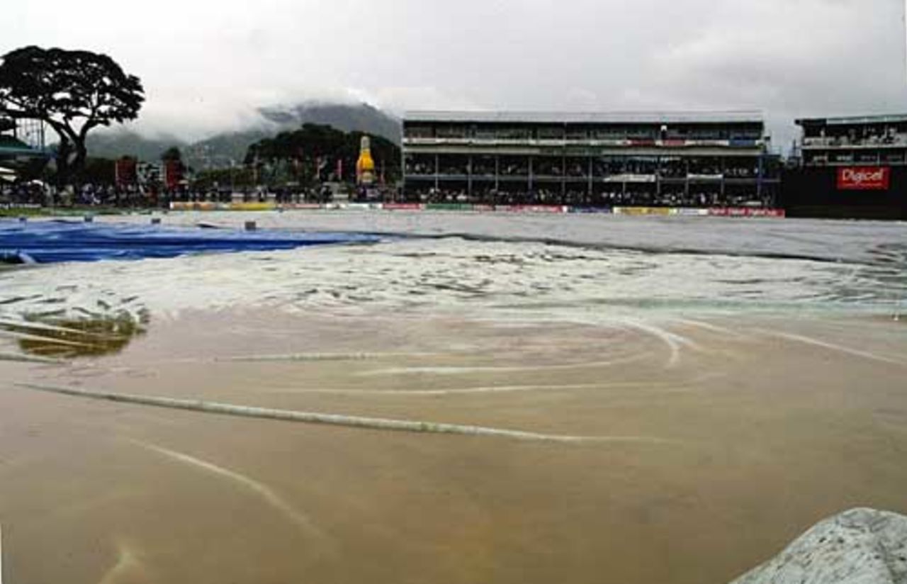 A damp scene at the Queen's Park Oval, West Indies v South Africa, 5th ODI, Trinidad, May 15
