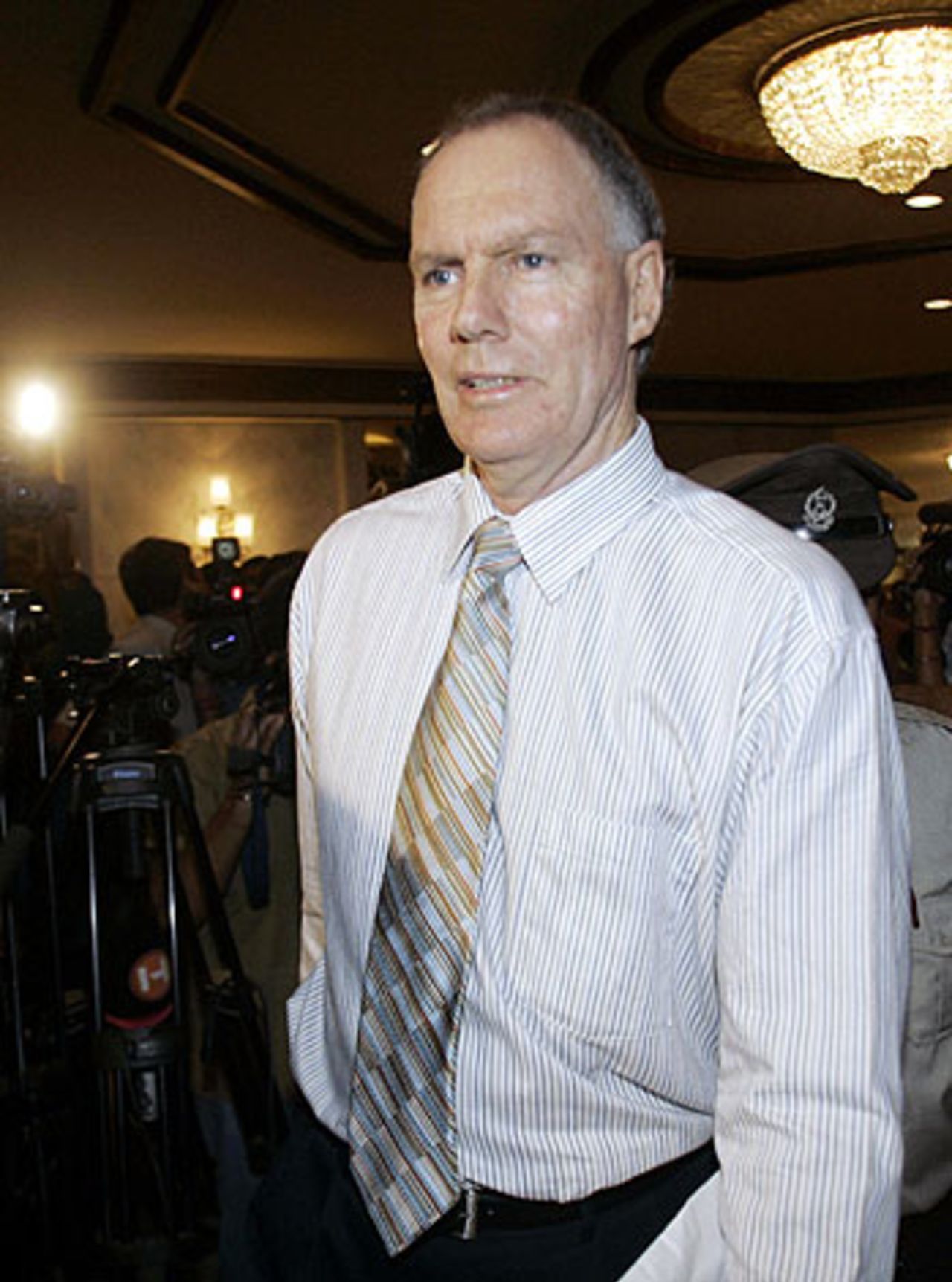Greg Chappell arrives to be interviewed for the Indian coaching job