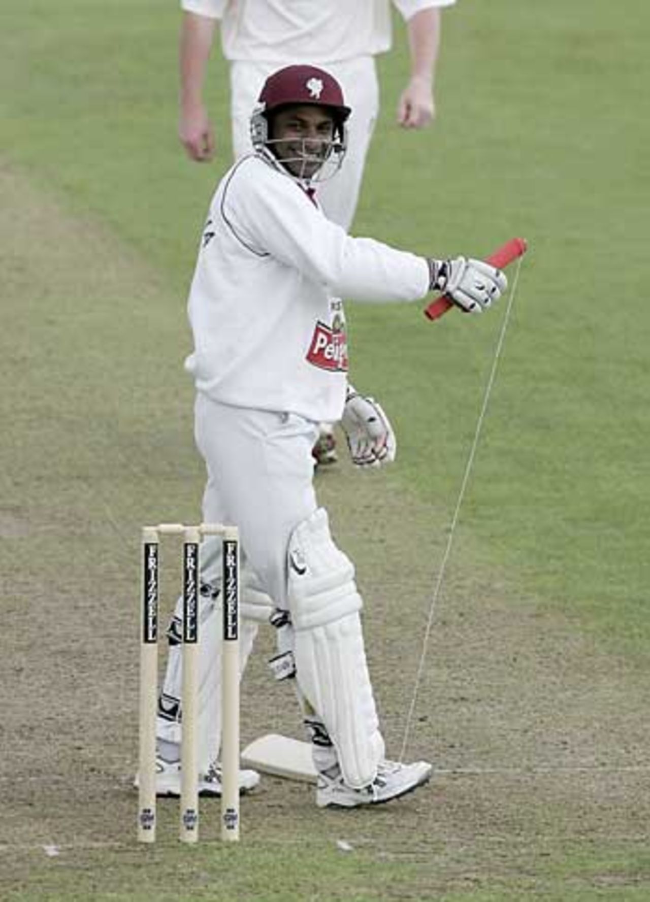 Sanath Jayasuriya breaks his bat, Somerset v Lancashire, County Championship, Taunton, May 20