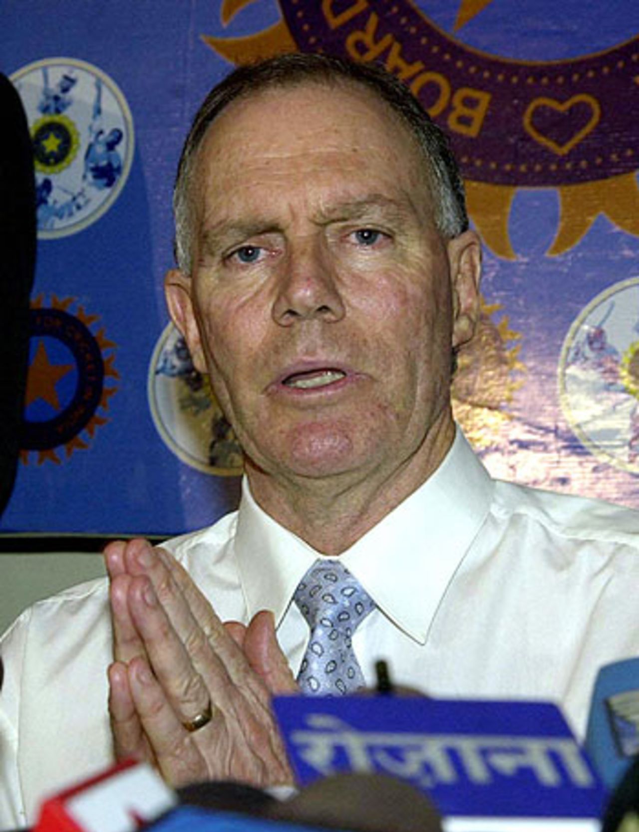 Greg Chappell, India's new coach, addresses the media, May 20, 2005