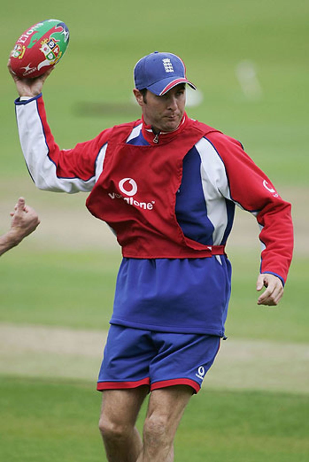 Michael Vaughan, who will bat at No. 3 during the Bangladesh Tests, warms up during a training session at Lord's, May 25, 2005