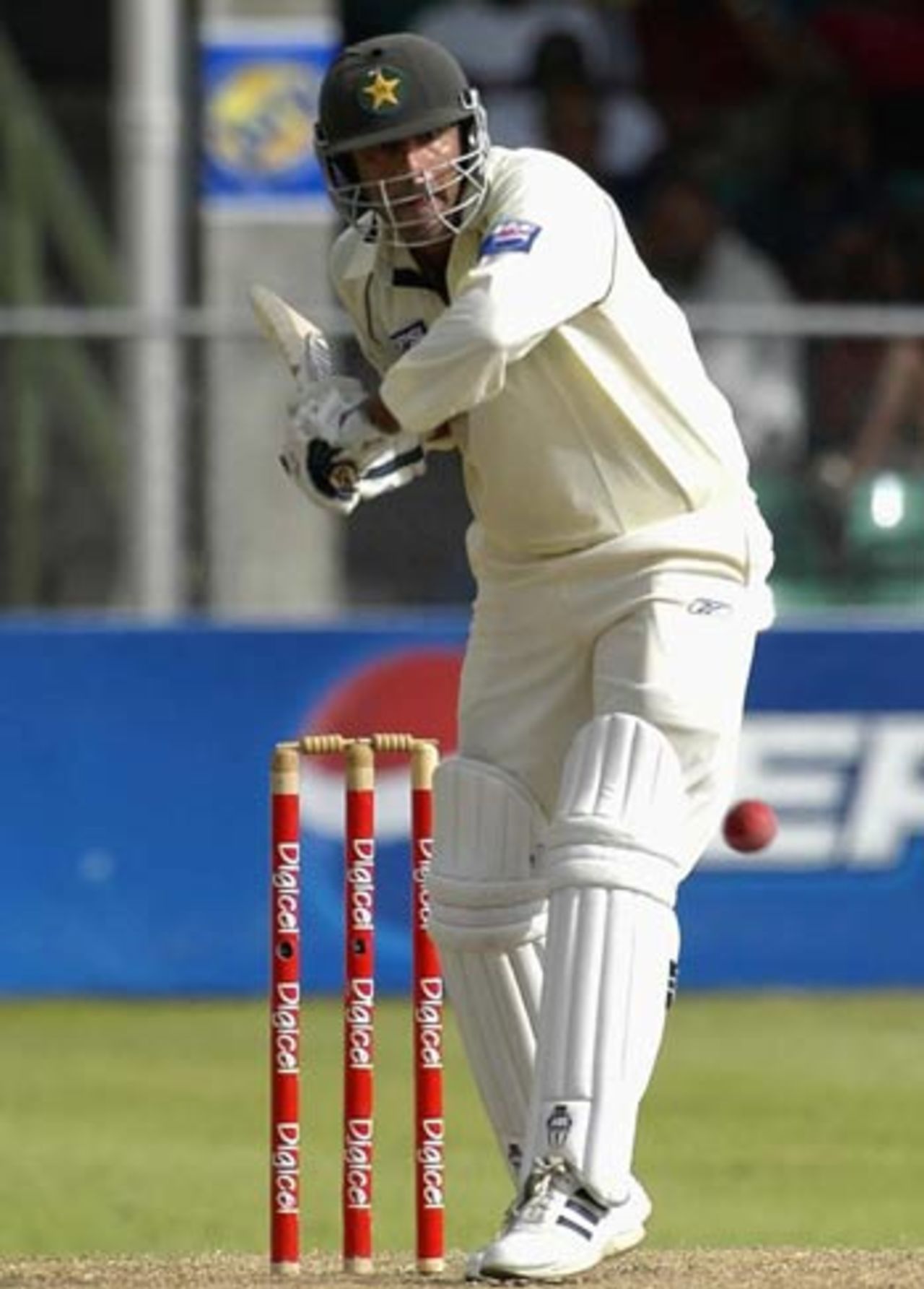 Bazid Khan plays one off the back foot, West Indies v Pakistan, 1st Test, Barbados, May 28