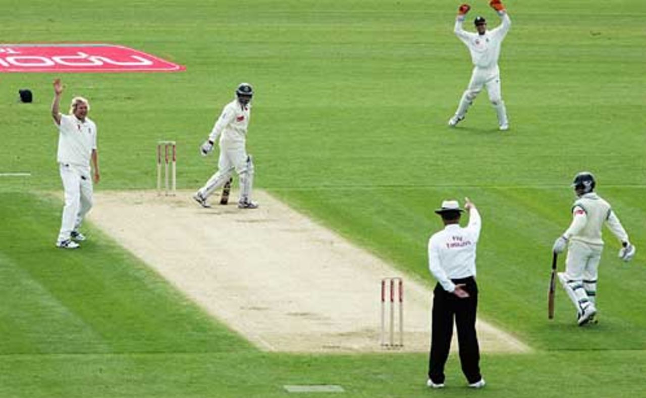 Javed Omar is given out to Matthew Hoggard, England v Bangladesh, 2nd Test, Chester-le-Street, June 3
