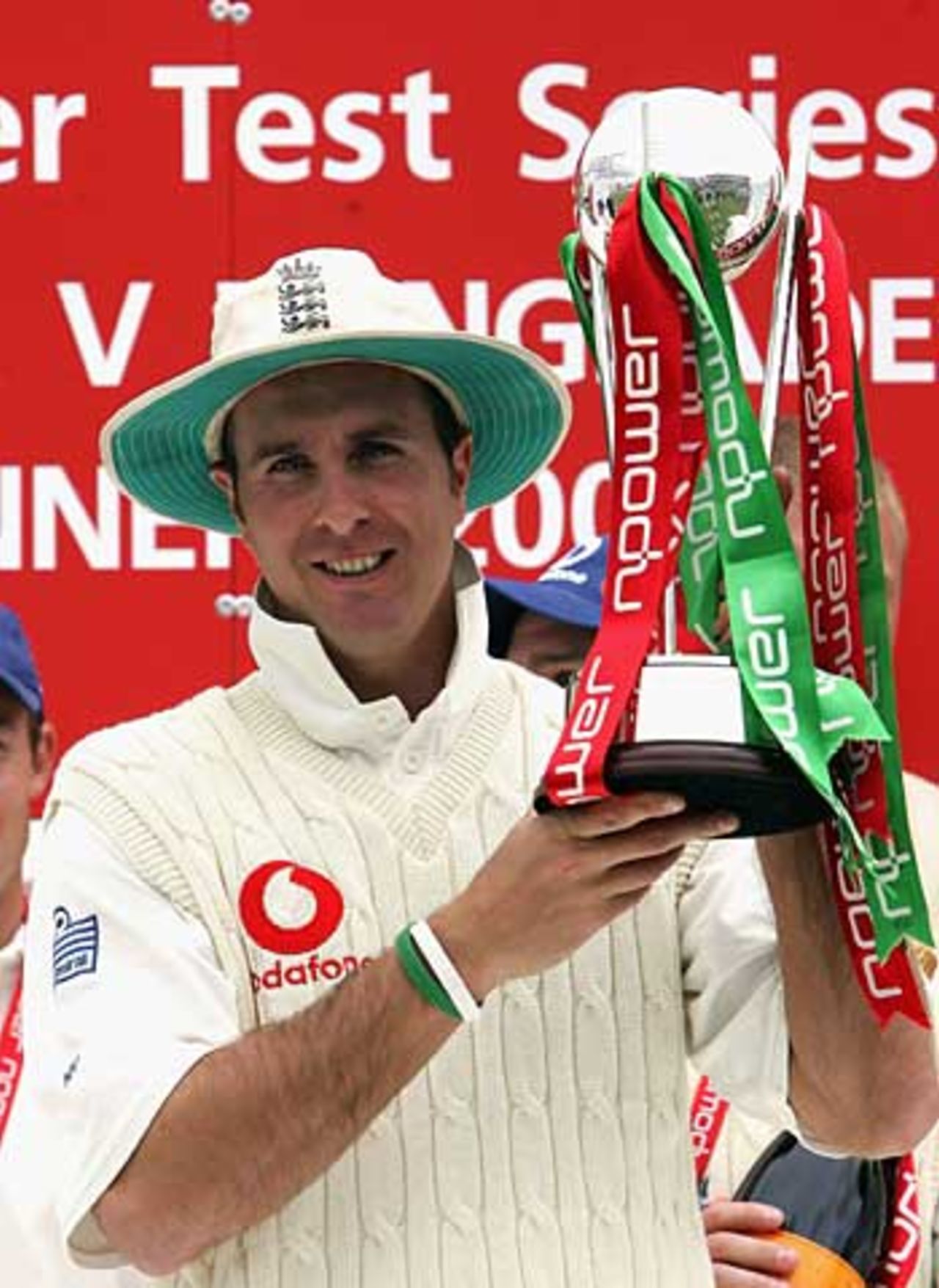 Michael Vaughan holds the series trophy aloft, England v Bangladesh, 2nd Test, Chester-le-Street, June 5