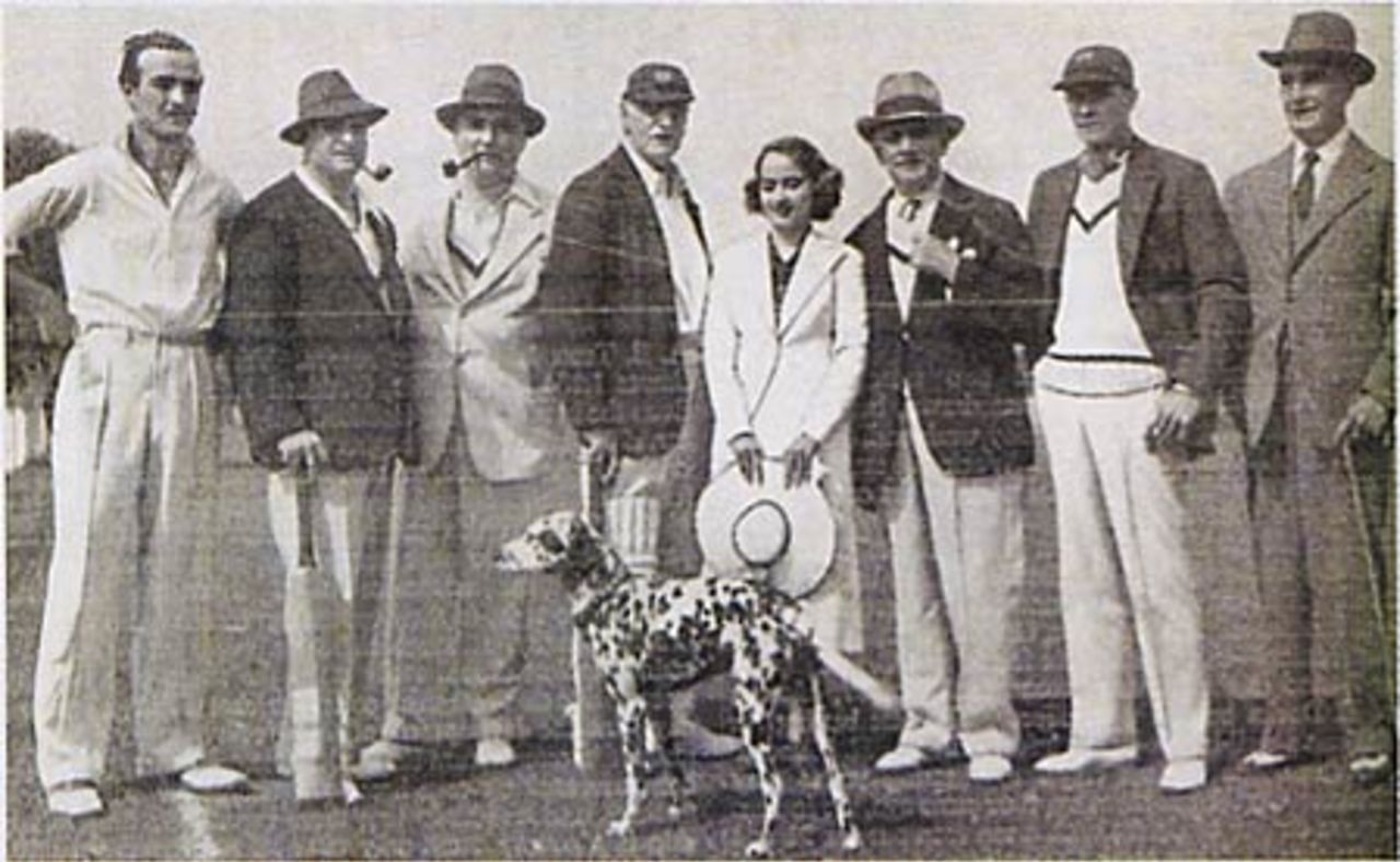 David Niven , Bill Cowan, Nigel Bruce, Sir Charles Aubrey Smith, Merle Oberon, Claude King, HB Warner, David Terrance at the Hollywood CC in 1936