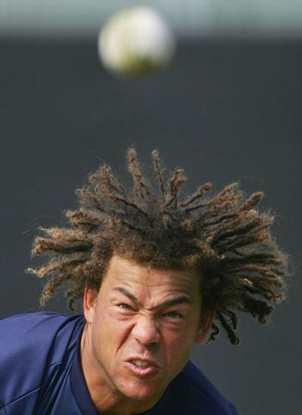 Andrew Symonds in action during training, Grace Road, June 10, 2005  