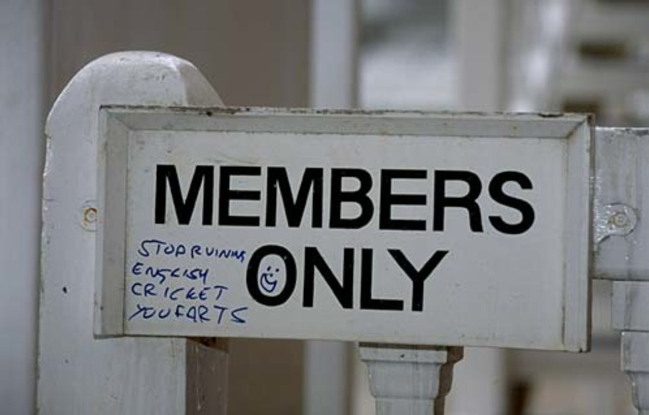 Graffiti on a sign at Lord's