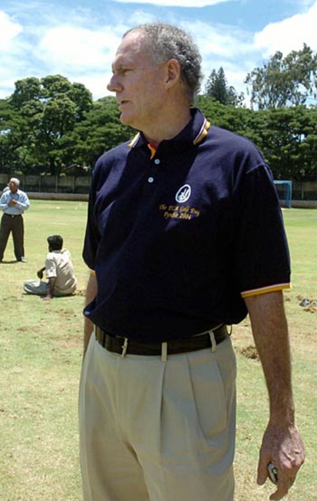 Greg Chappell inspects the ground at the National Cricket Academy  in Bangalore , June 17, 2005