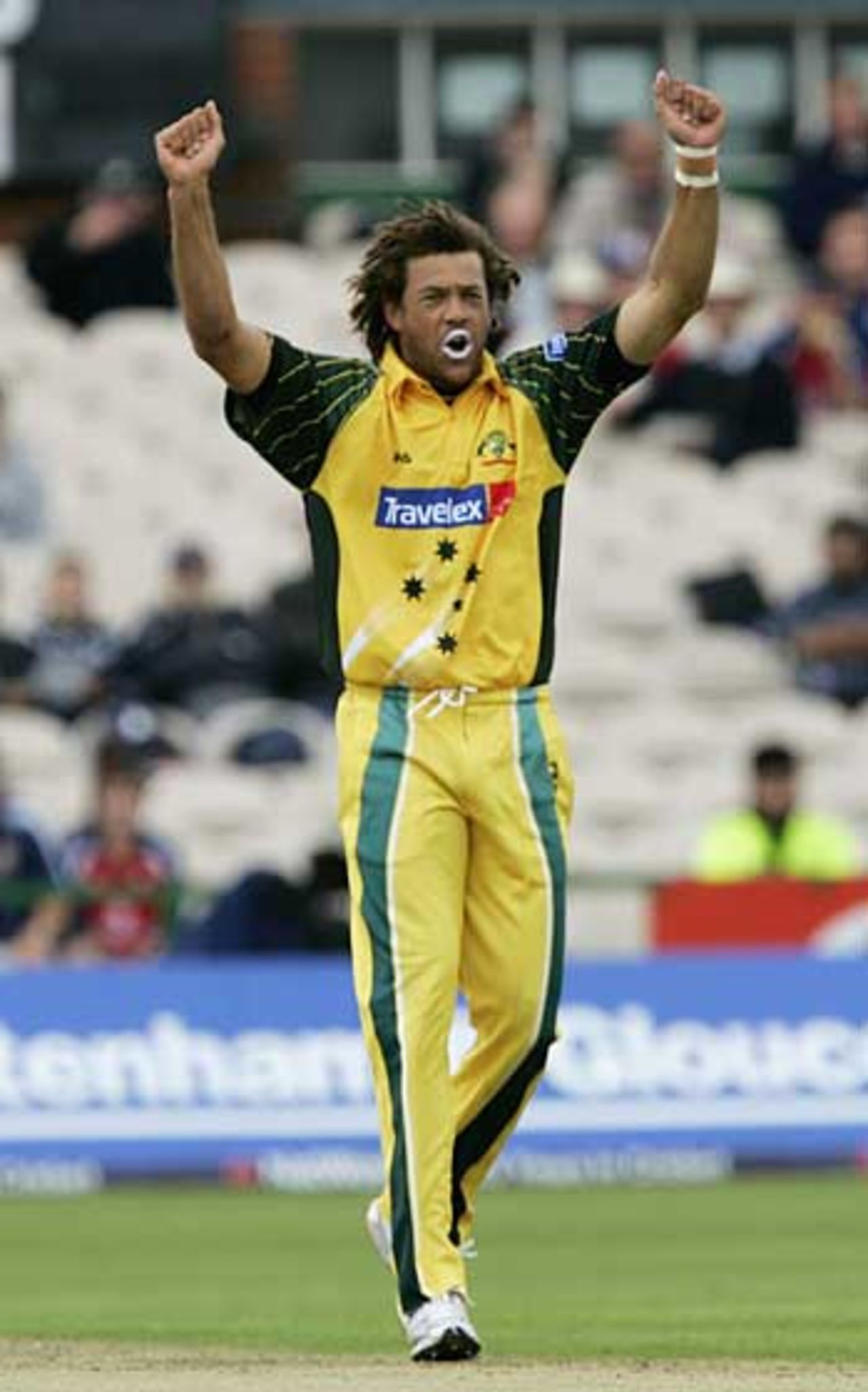 Andrew Symonds celebrates one of his five wickets, Australia v Bangladesh, NatWest Series, Old Trafford, June 25