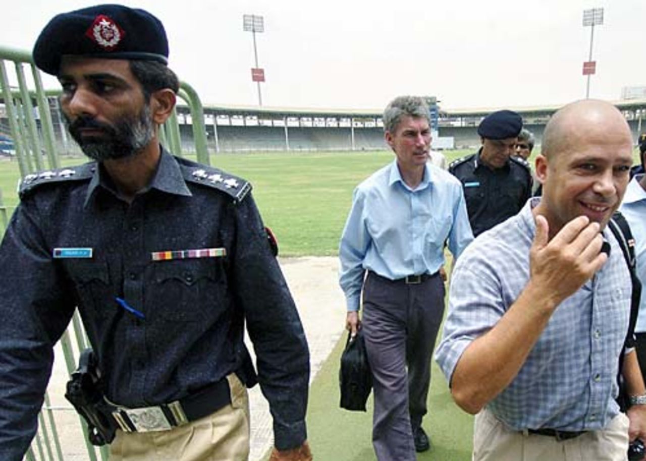 Andy Allman inspects Karachi's National Stadium, June 28, 2005
