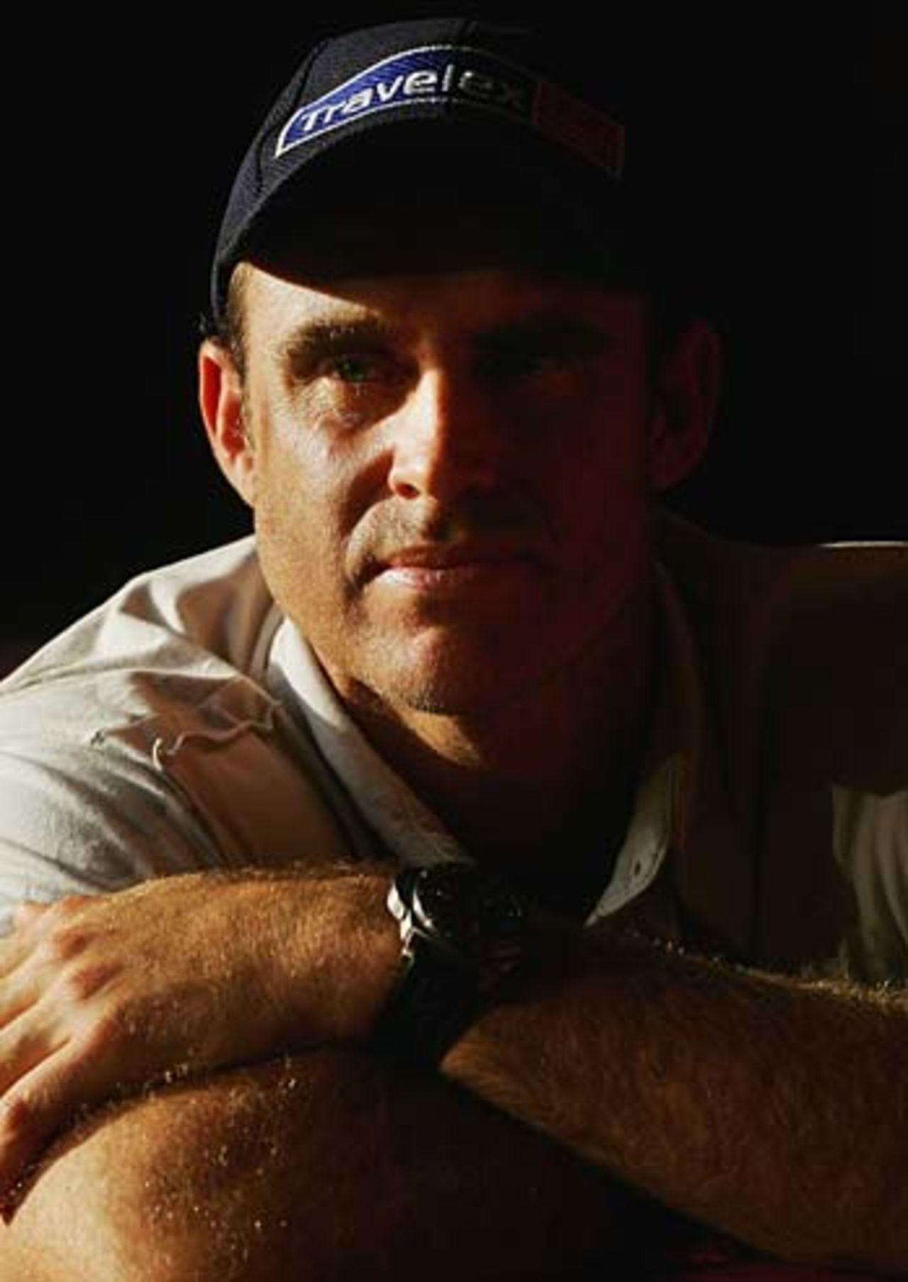 Matthew Hayden faces the photographers, Ashford, Kent, June 29, 2005