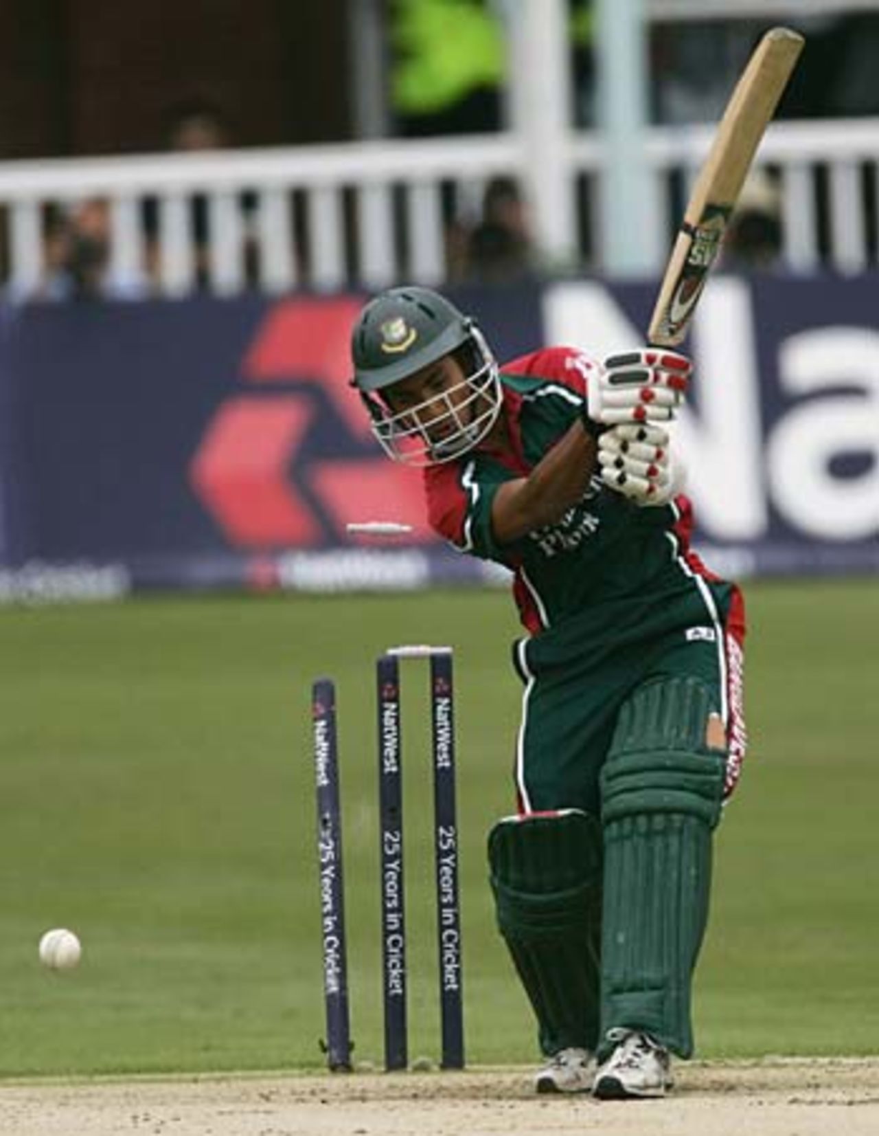 Mohammad Ashraful is bowled by Brett Lee, Australia v Bangladesh, Canterbury, June 30, 2005