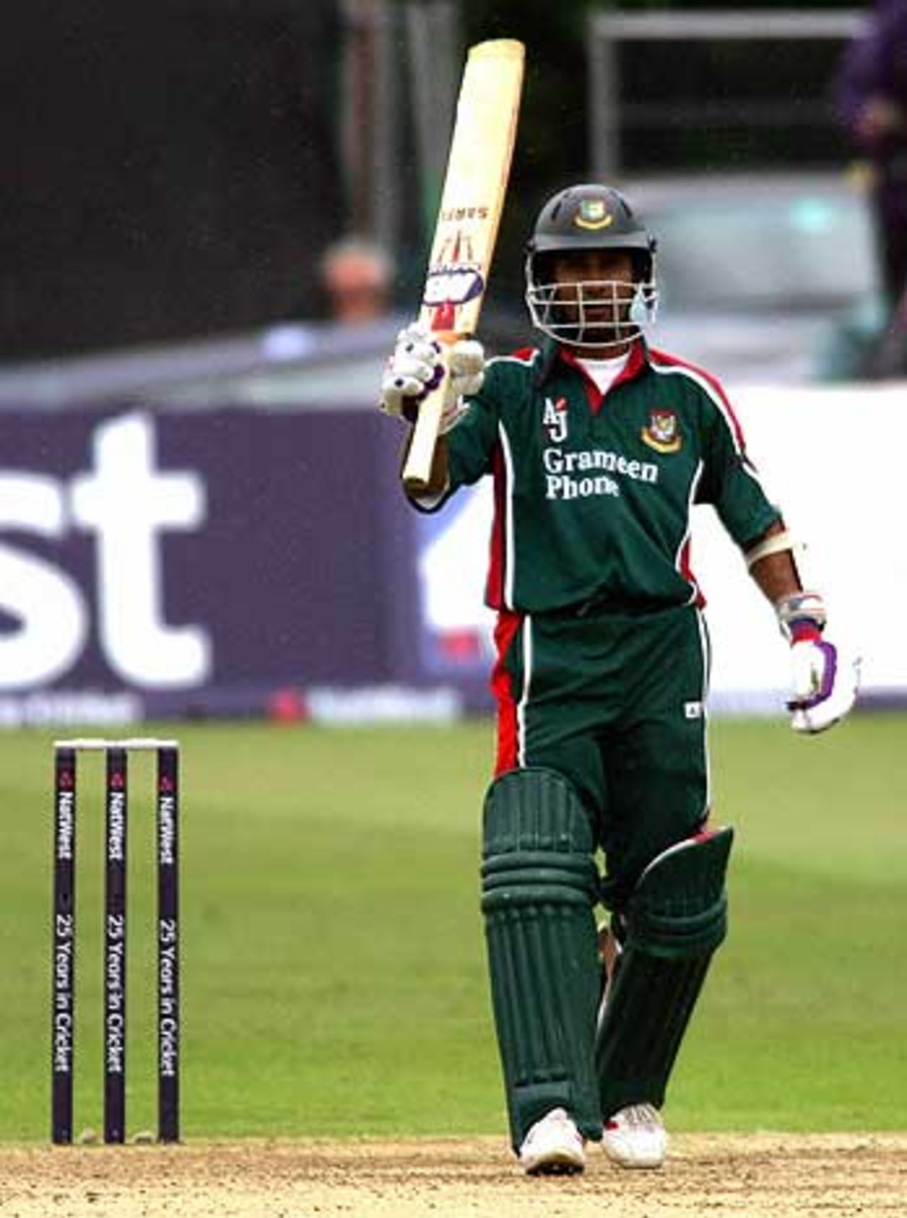 Khaled Mashud celebrates scoring his half-century, Australia v Bangladesh, NatWest Series, Canterbury, June 30, 2005