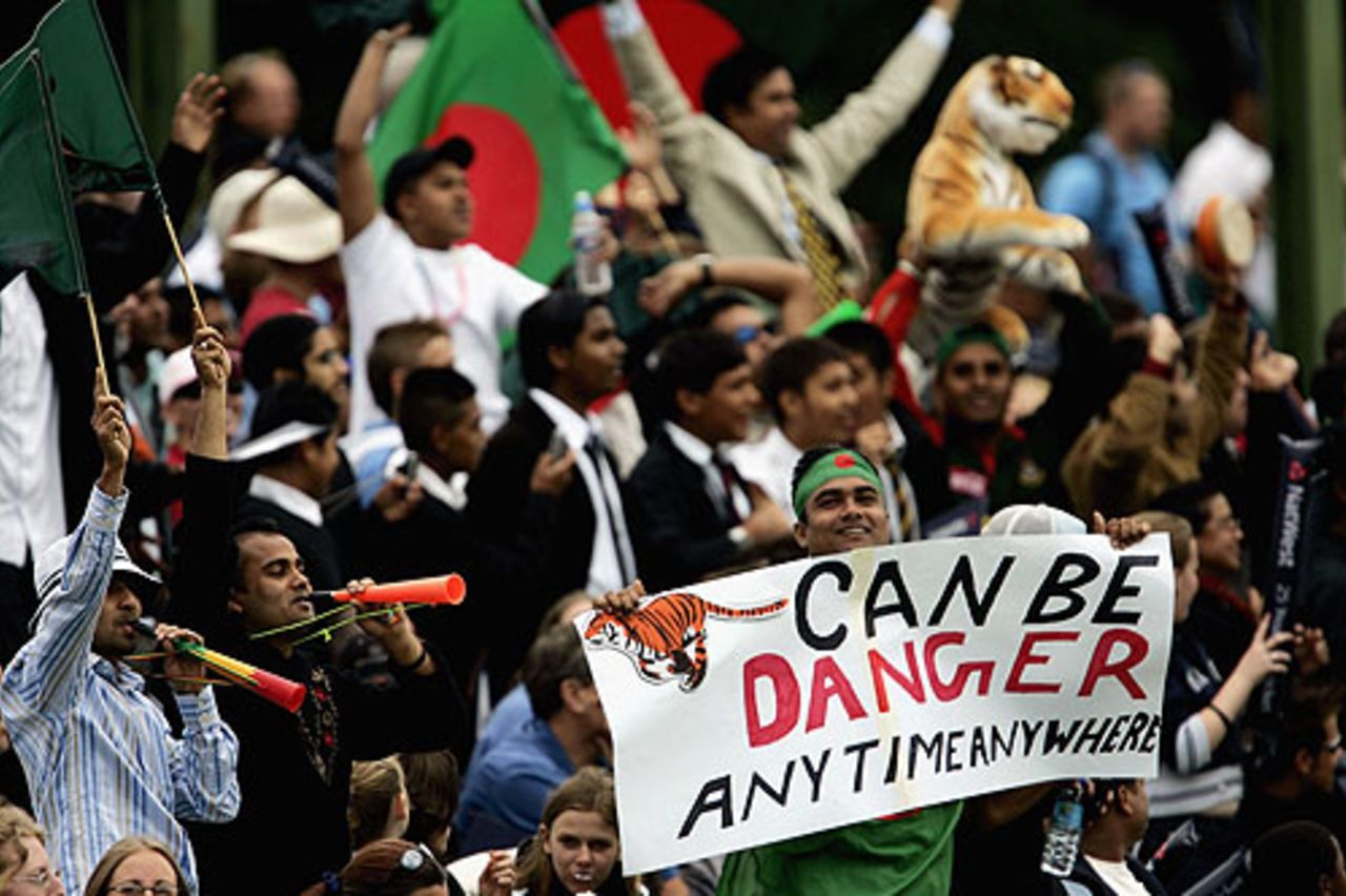 Bangladeshi fans cheer a spirited performance from their team, Australia v Bangladesh, NatWest Series, Canterbury June 30, 2005
