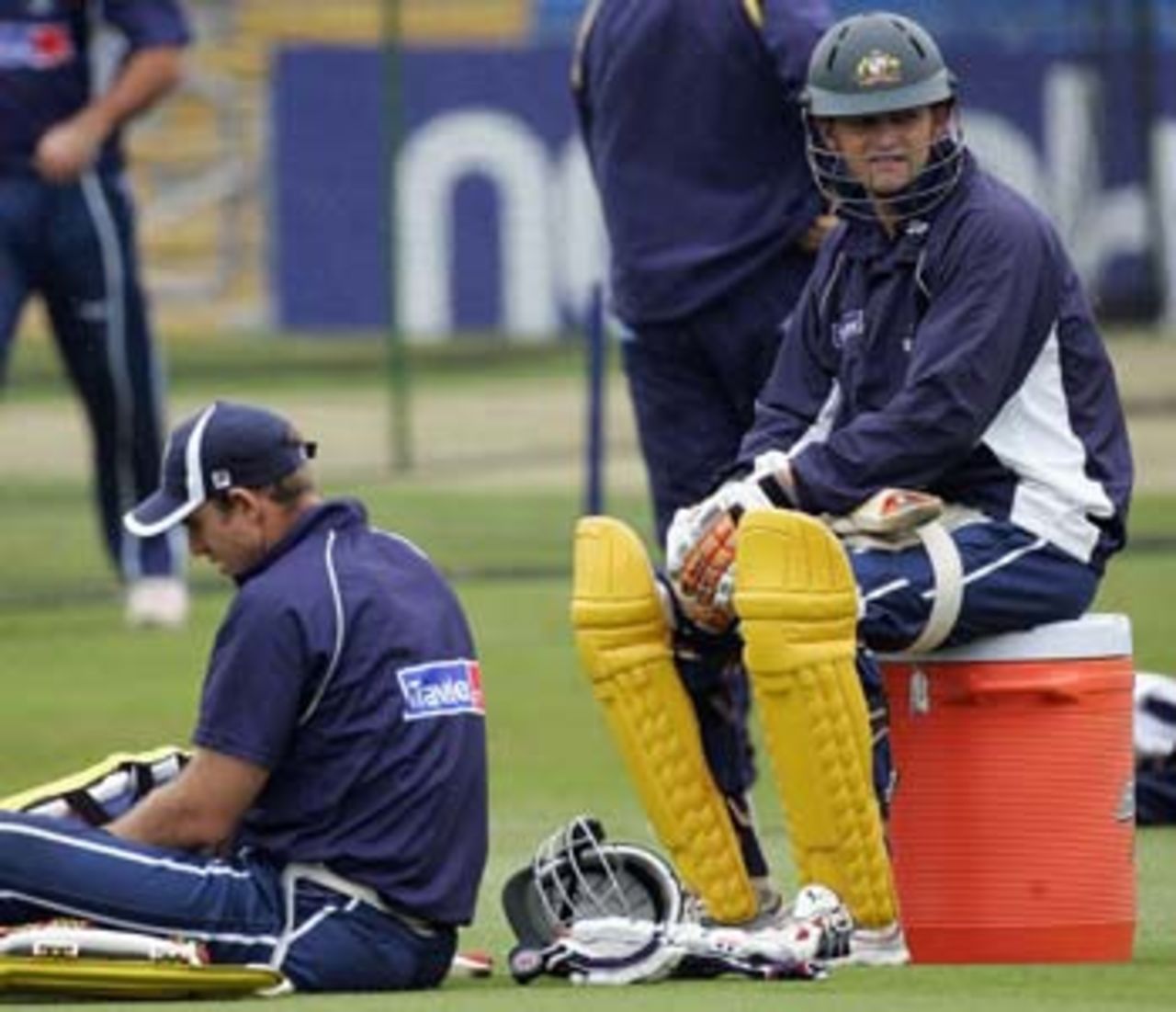 Adam Gilchrist in contemplative mood during training, Headingley, July 5, 2005