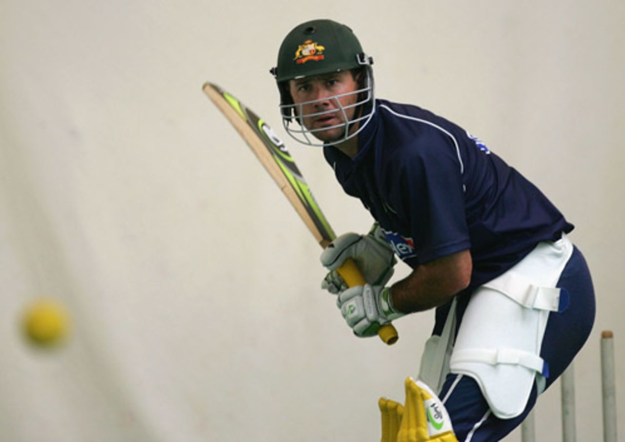 Ricky Ponting batting in the indoor nets at Headingley, July 6, 2005