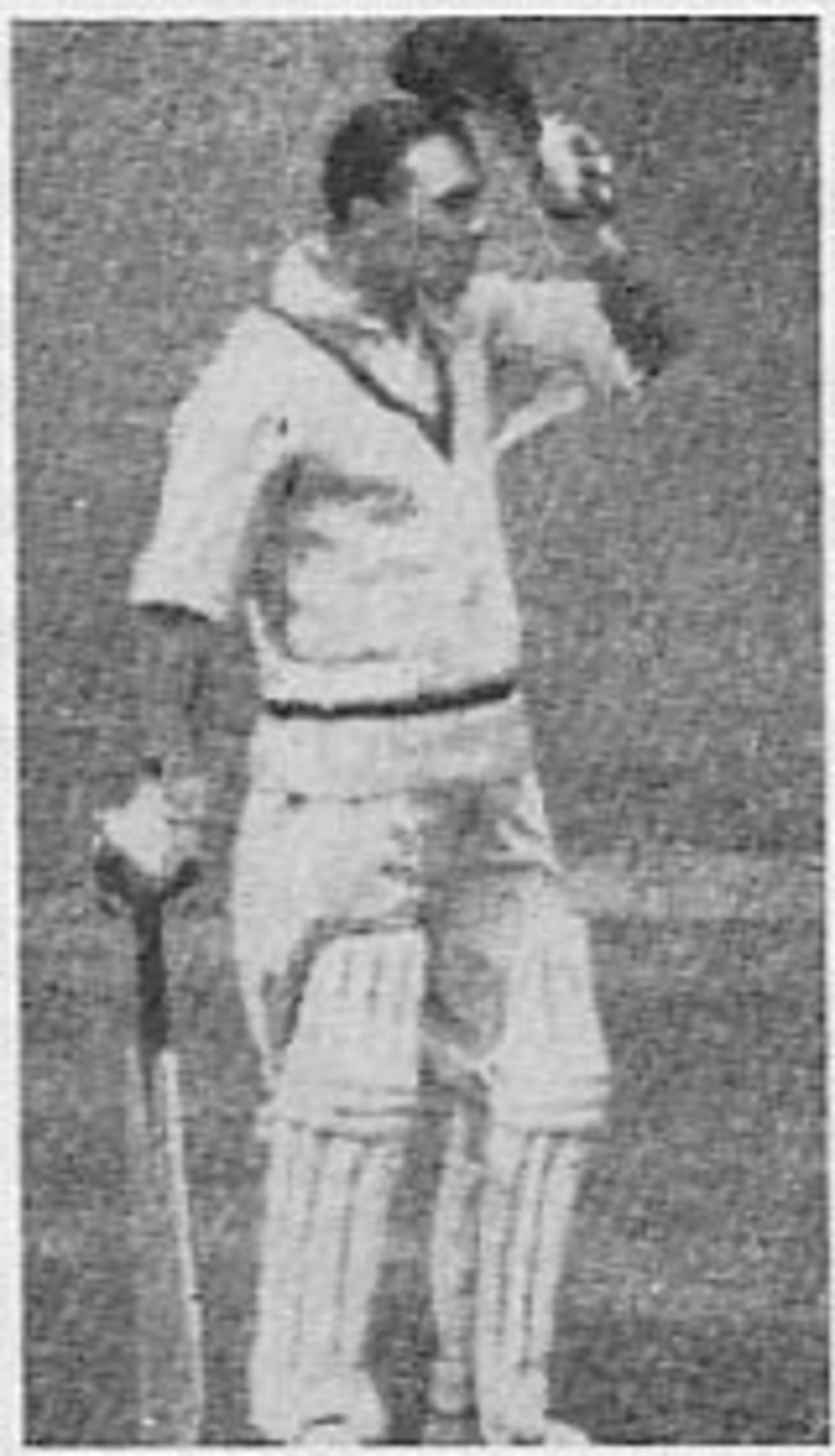 Three weeks after scoring 202 not out in Kent's 803 for 4 against Essex, Les Ames finds himself acknowledging the applause at Lord's for his century against Australia in 1934, the first by a regular wicketkeeper in an Ashes Test

