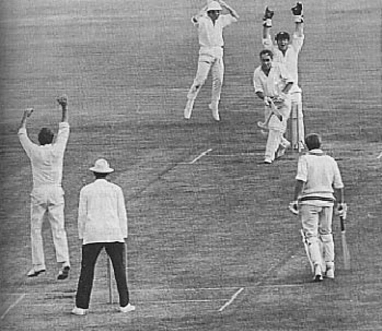 Ray Illingworth is bowled by Terry Jenner for 42, England v Australia, Sydney, 1970-71