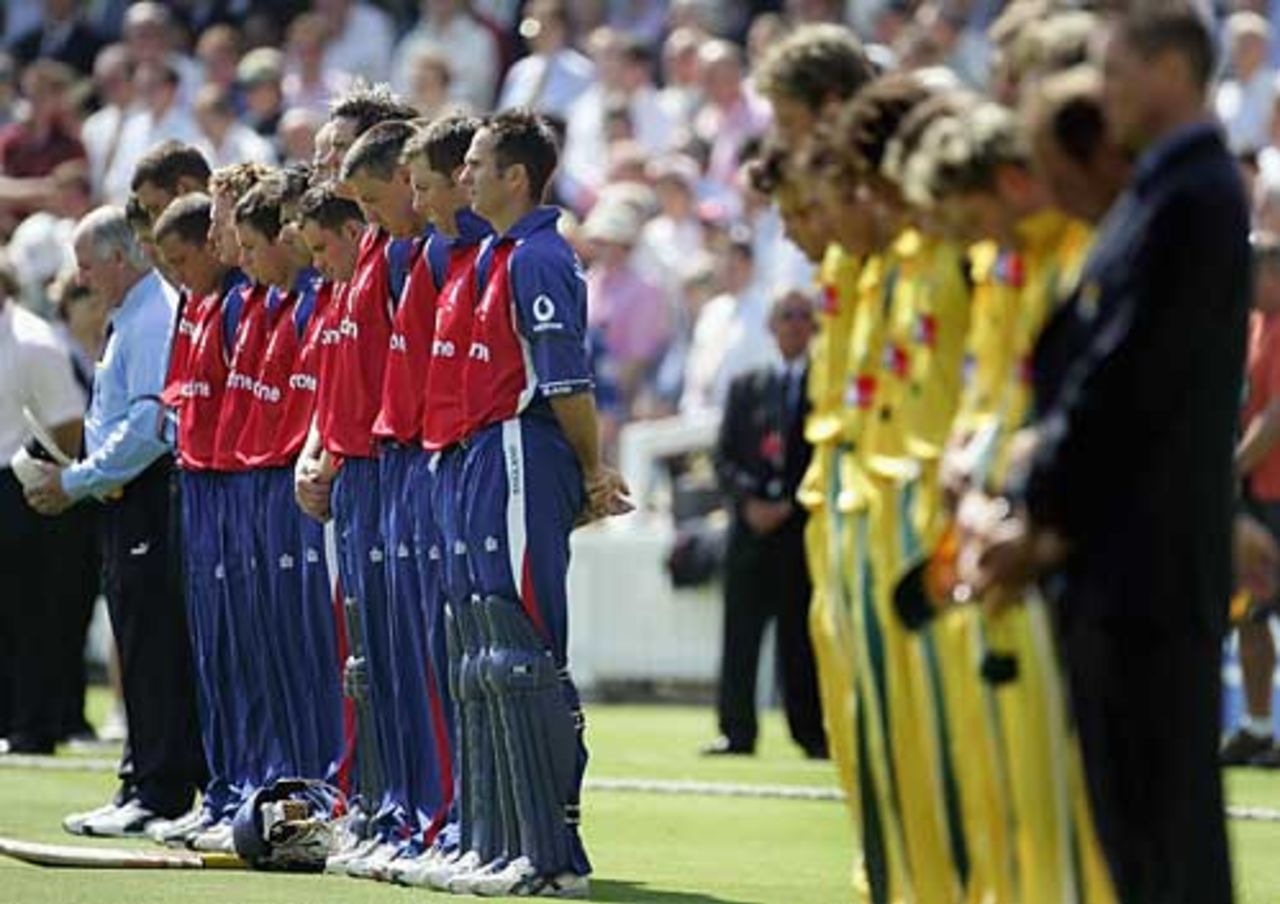England and Australia observe a minutes silence in memory of the London bombing victims, England v Australia, NatWest Challenge, Lord's, July 10