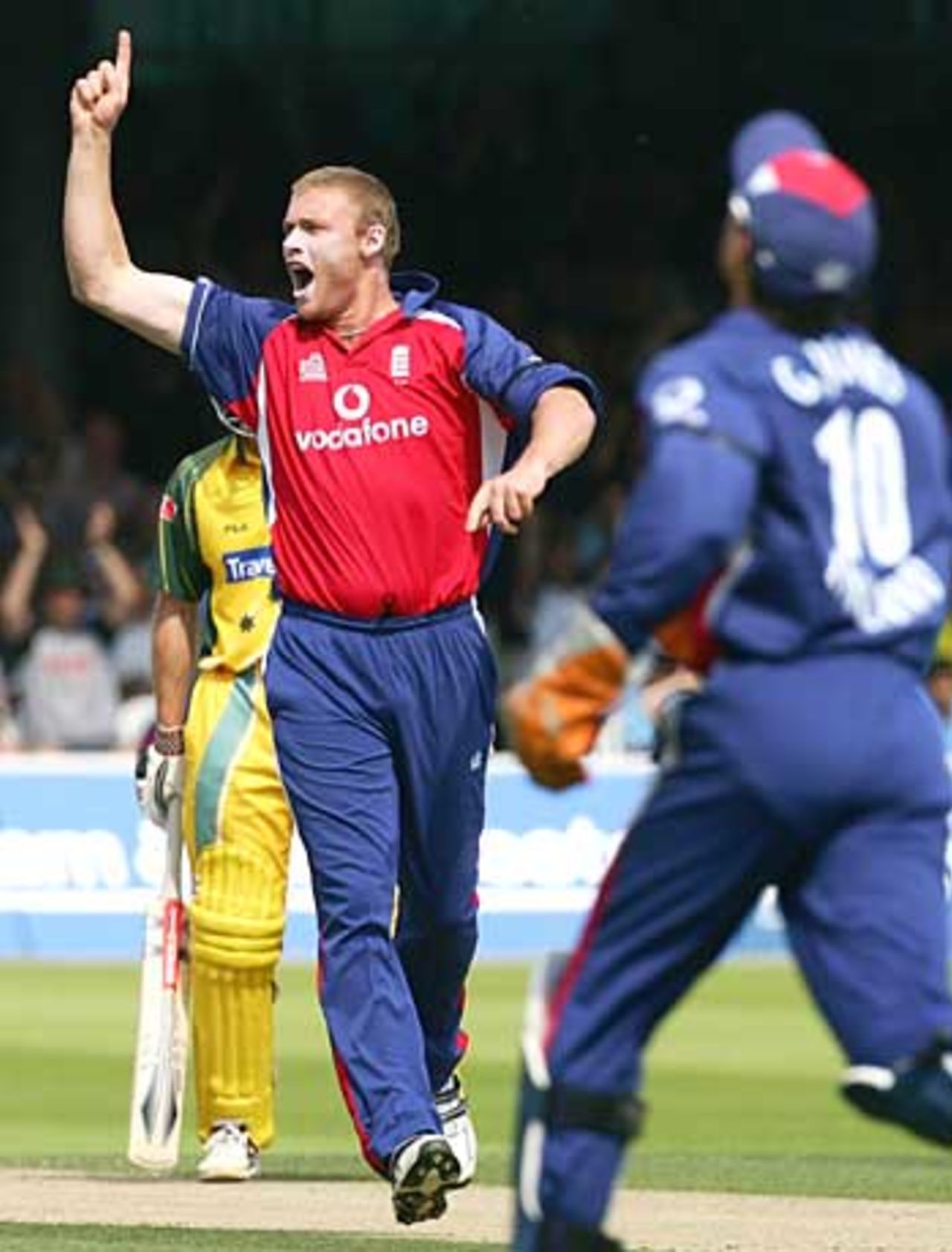 Andrew Flintoff has Adam Gilchrist caught behind, England v Australia, NatWest Challenge, Lord's, July 10