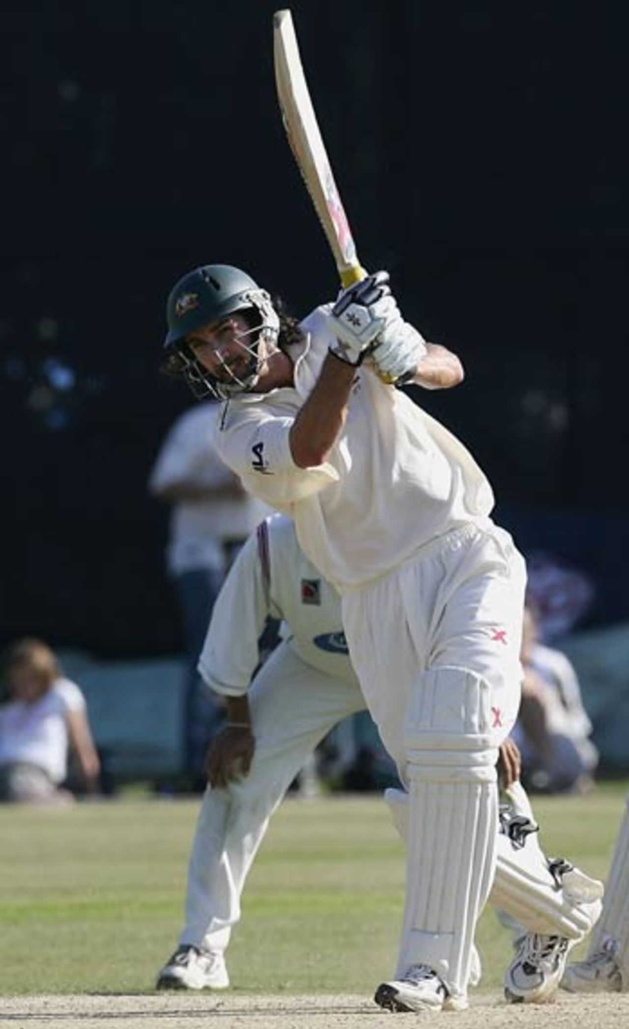 Jason Gillespie hits out en route to his unbeaten 49, Leicestershire v Australians, Leicester