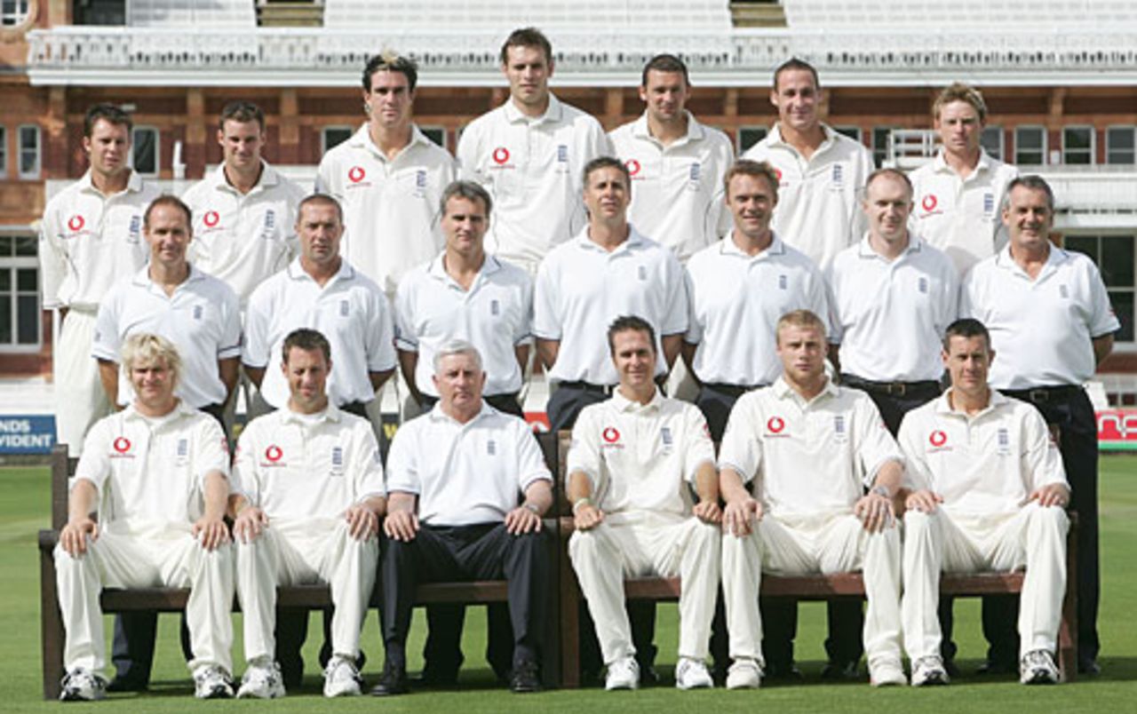 The England Test squad group photo, ahead of the first Ashes Test against Australia, Lord's, July 20, 2005