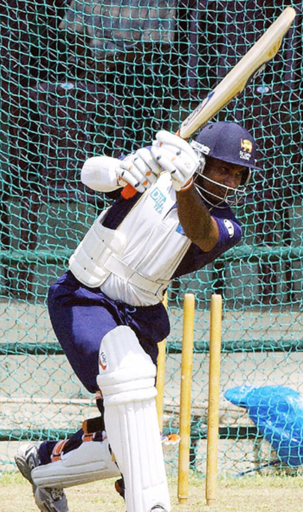 Sanath Jayasuriya batting in the nets, Kandy, July 21, 2005