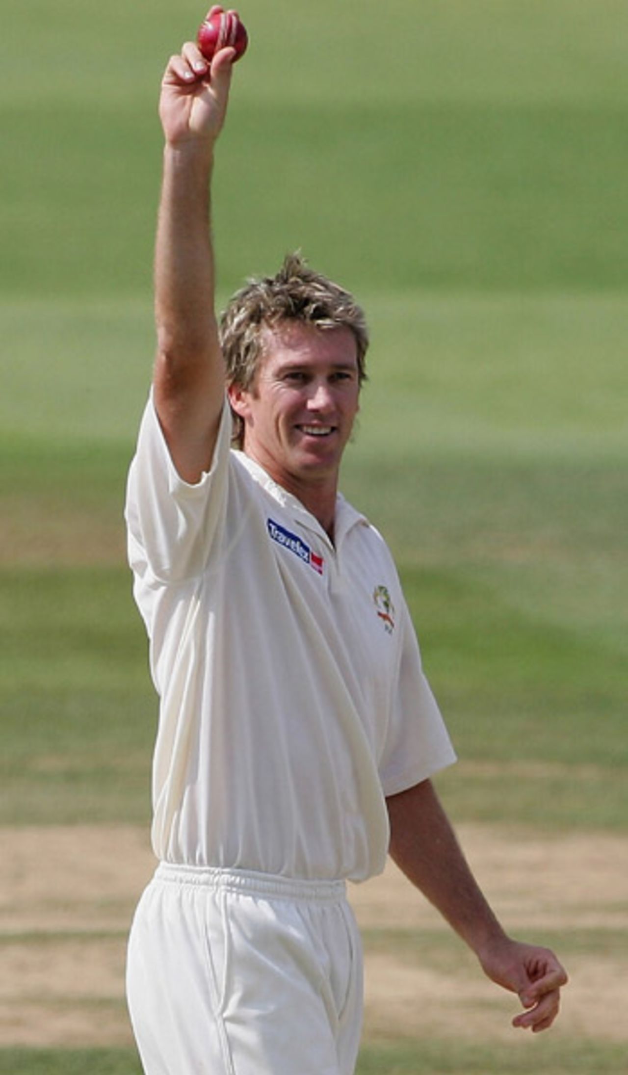Glenn McGrath takes the wicket of Marcus Trescothick, and his 500th in Tests, England v Australia, Lord's, 21 July, 2005